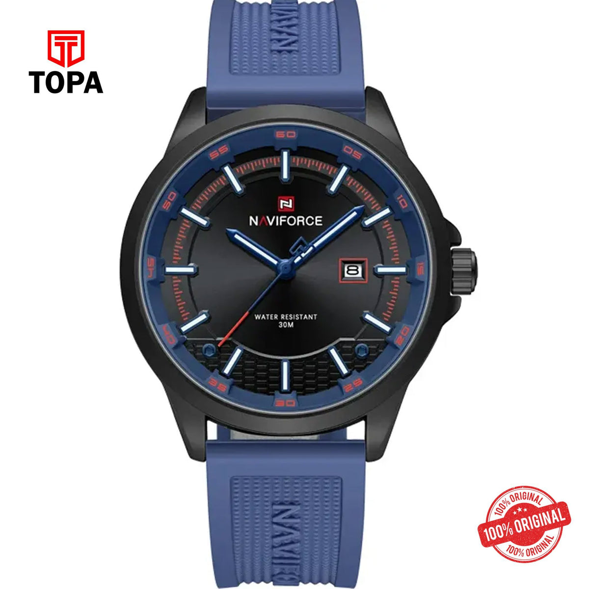 Topa NaviForce-NF9248G-BLK-BLU-Rubber-Band-Men-Watch - Product Image 1
