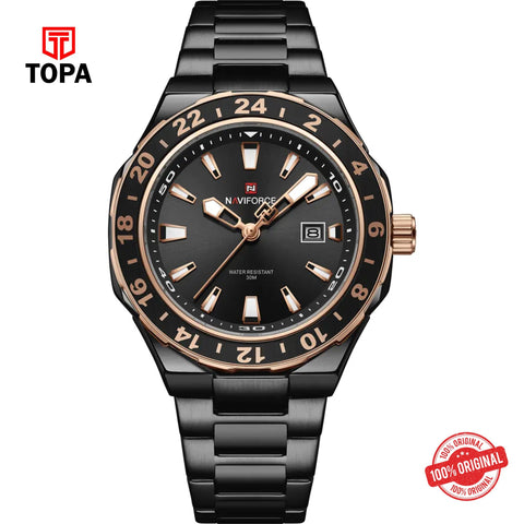 Topa NaviForce-NF9249G-BLK-RGBZL-Metal-Band-Men-Watch - Product Image 1
