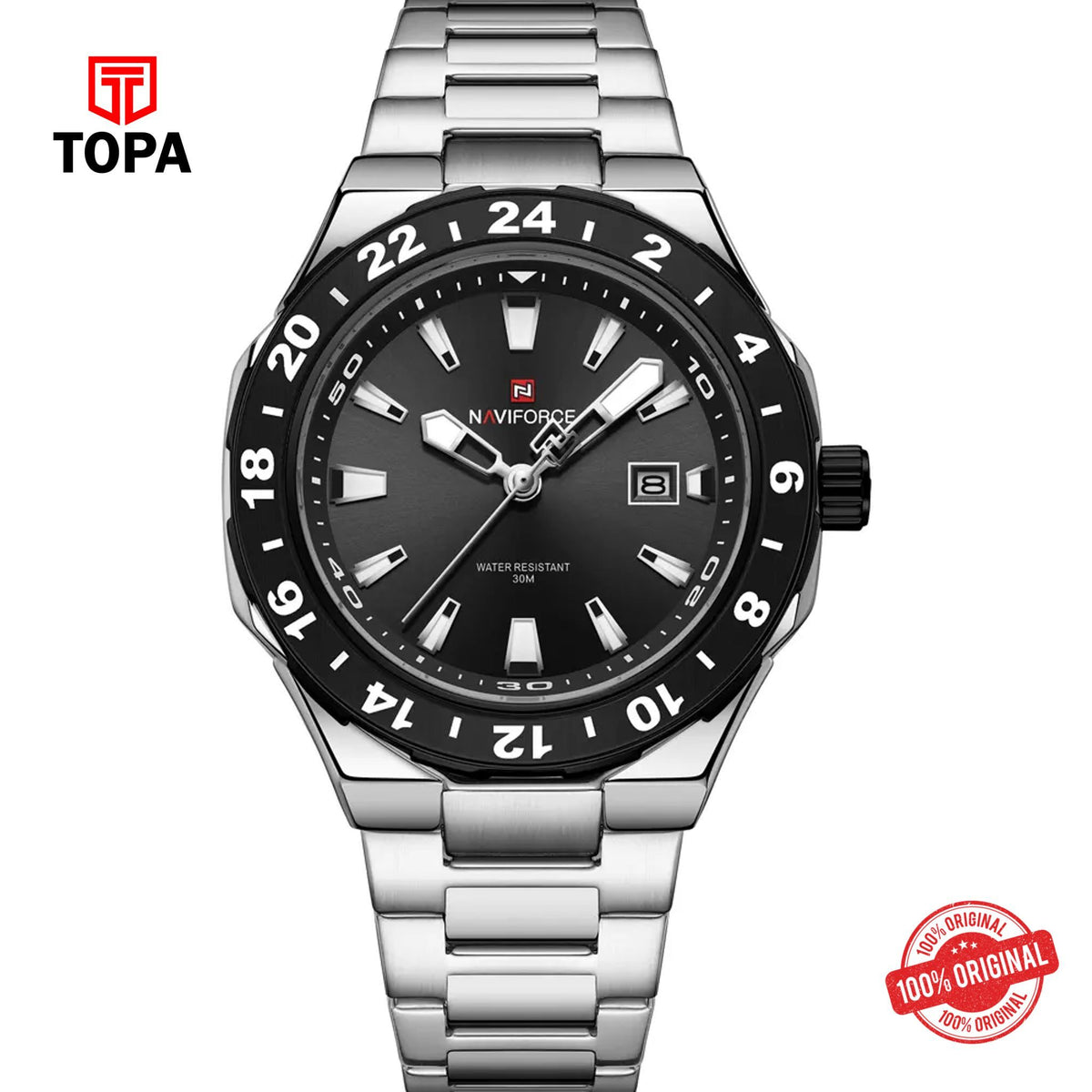 Topa NaviForce-NF9249G-CH-BLK-Metal-Band-Men-Watch - Product Image 1