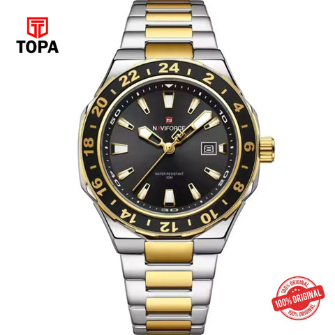 Topa NaviForce-NF9249G-TTGLD-BLK-Metal-Band-Men-Watch - Product Image 1