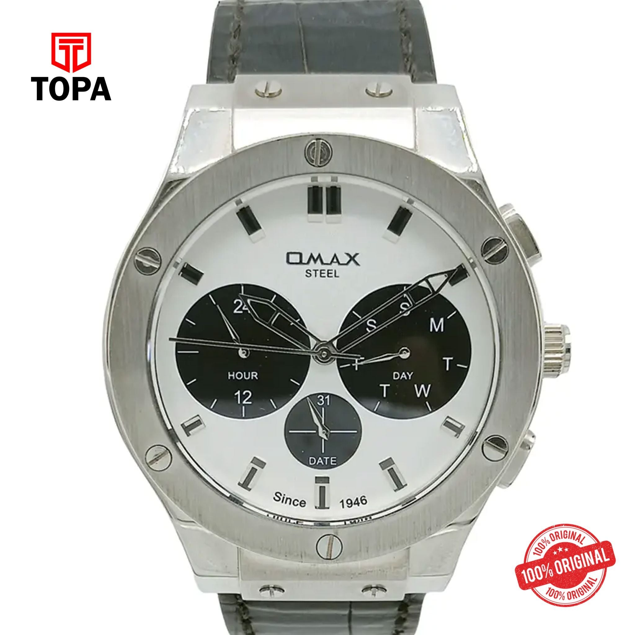 Topa Omax-14SMP62I-Leather-Band-Men-Watch - Product Image 1