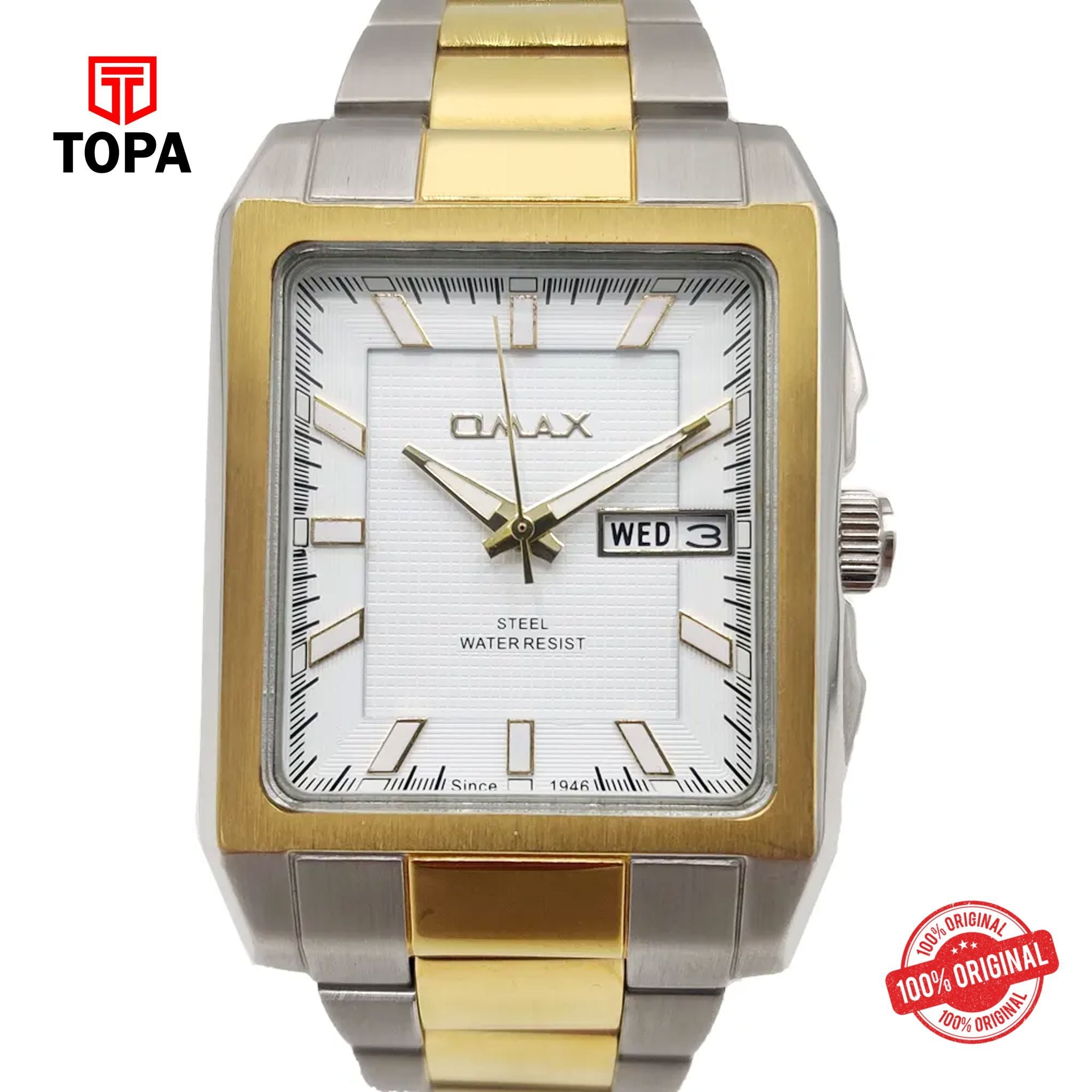 Topa Omax-31SV-TT-WHT-Metal-Band-Men-Watch - Product Image 1