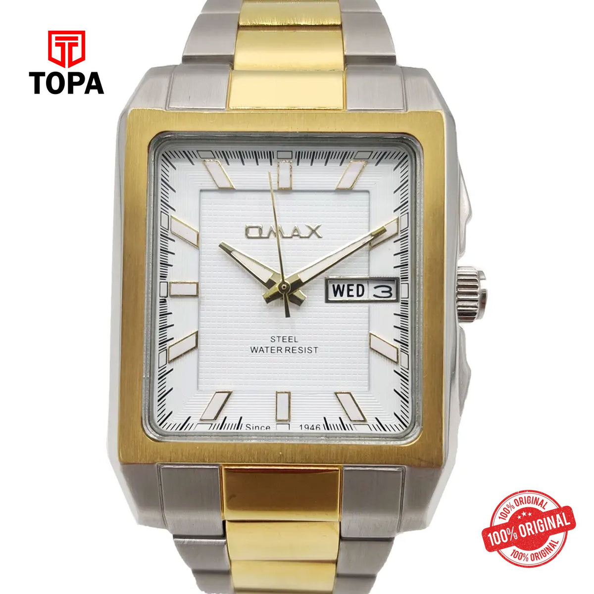 Topa Omax-31SV-TT-WHT-Metal-Band-Men-Watch - Product Image 1