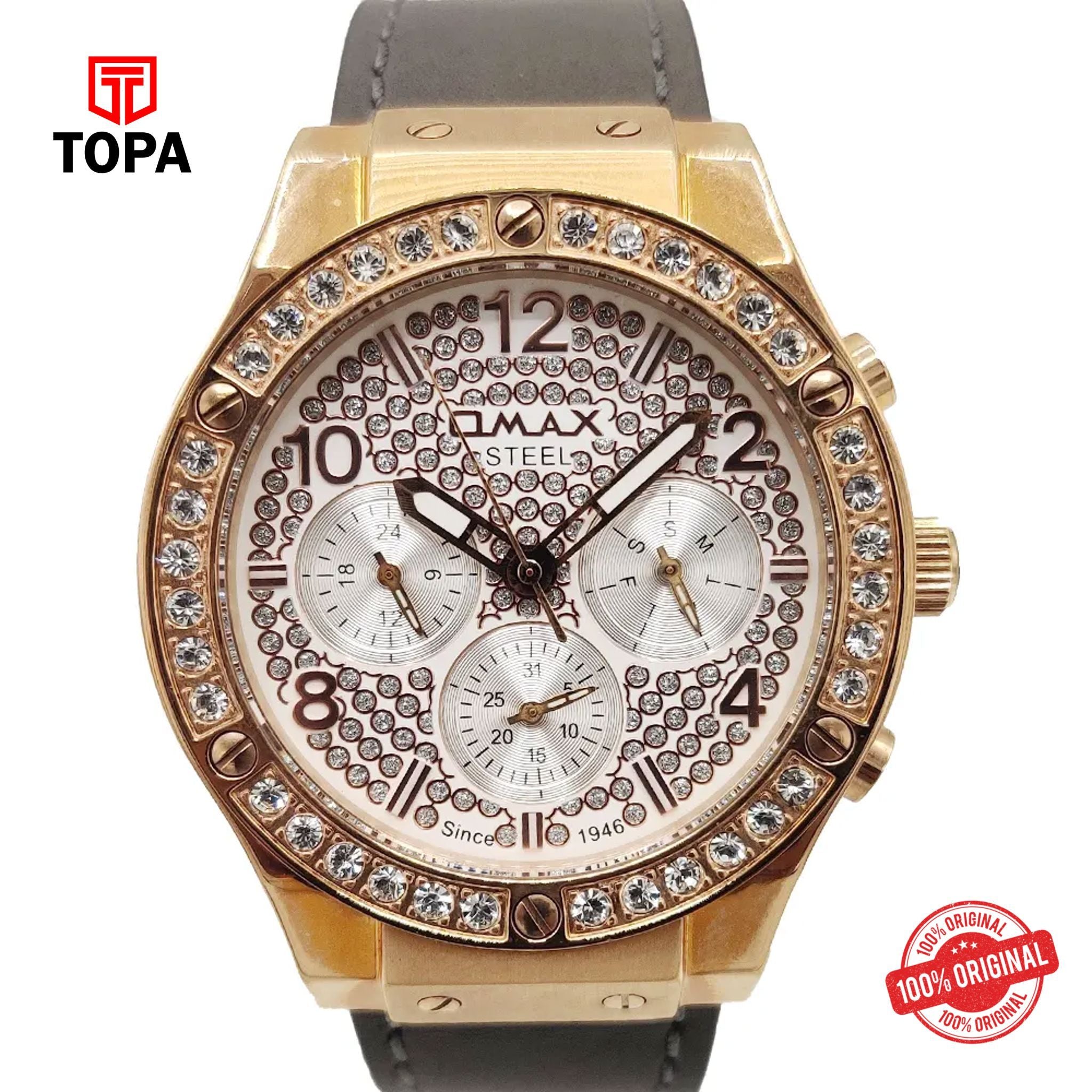 Topa Omax-67SMR33I-Leather-Band-Men-Watch - Product Image 1