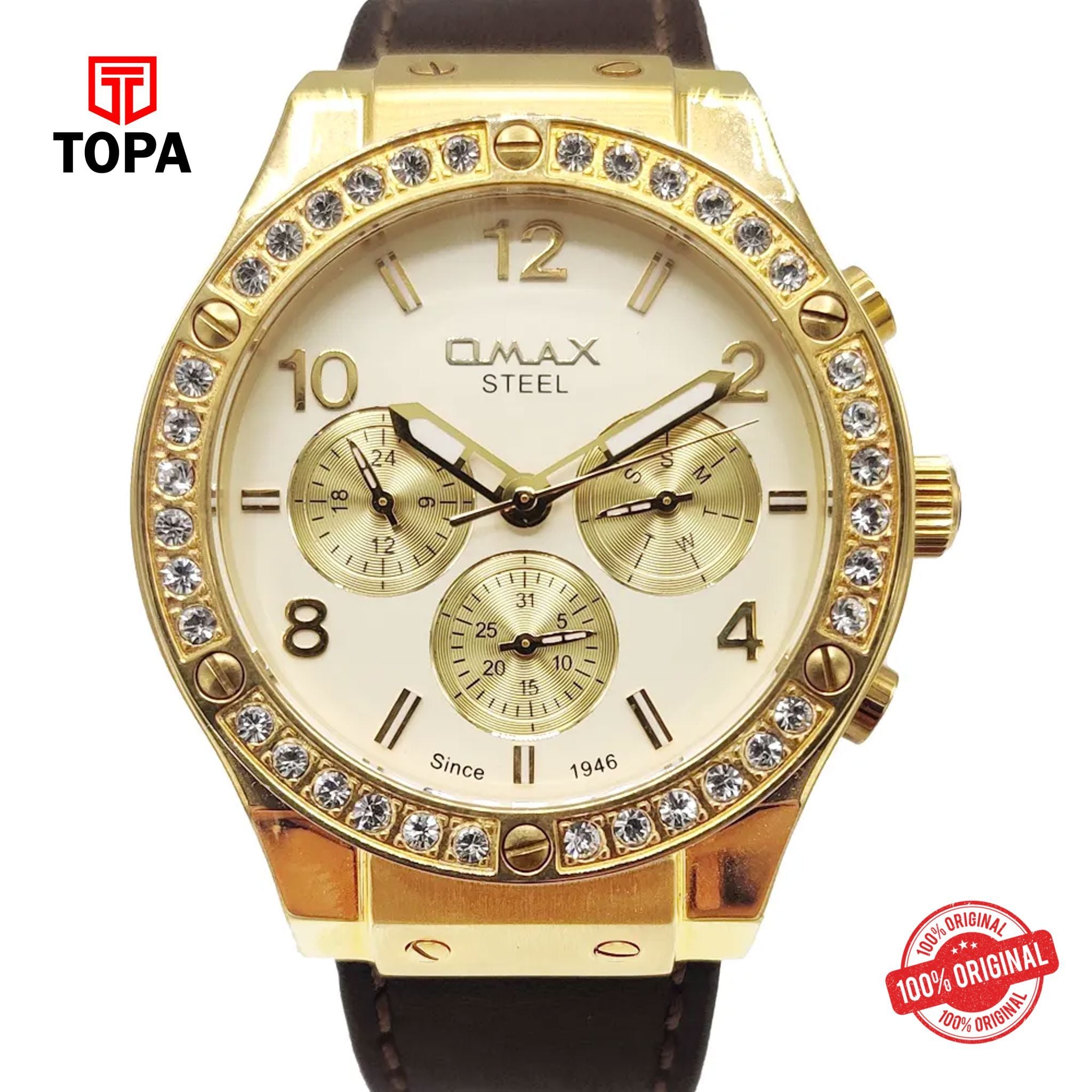 Topa Omax-68SMG15I-Leather-Band-Men-Watch - Product Image 1