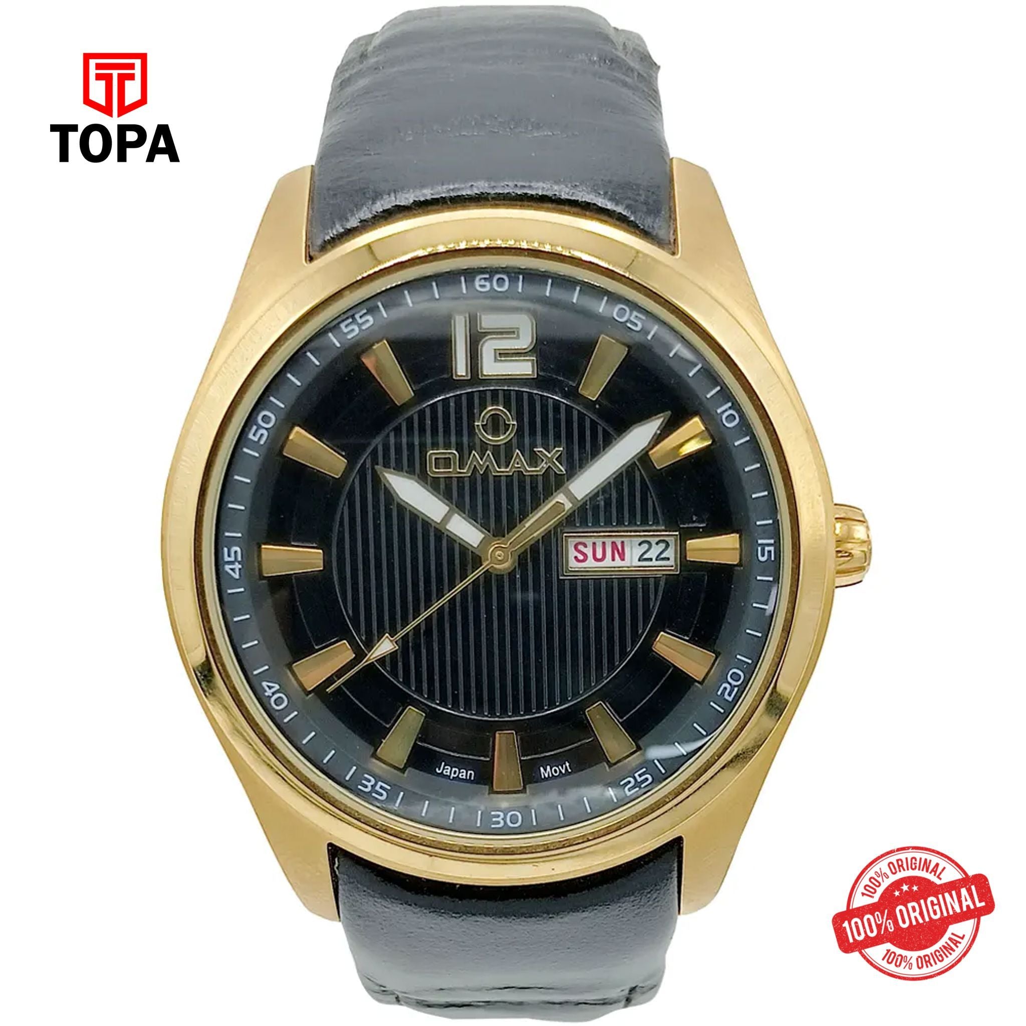 Topa Omax-74SMP22I-Leather-Band-Men-Watch - Product Image 1