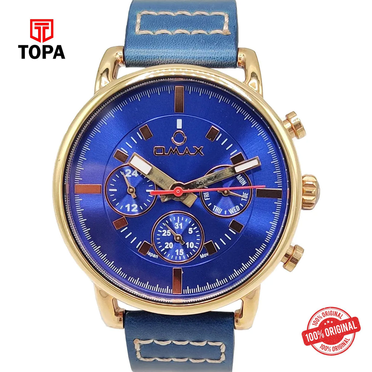 Topa Omax-82SMR44I-Leather-Band-Men-Watch - Product Image 1
