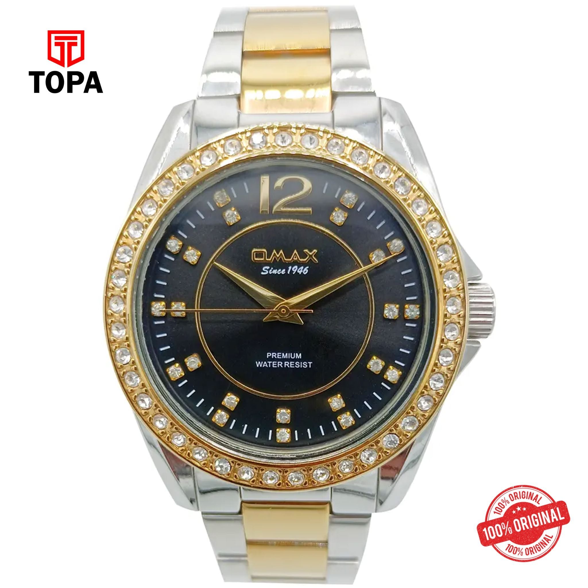 Topa Omax-8735-TT-BLK-Metal-Band-Women-Watch - Product Image 1