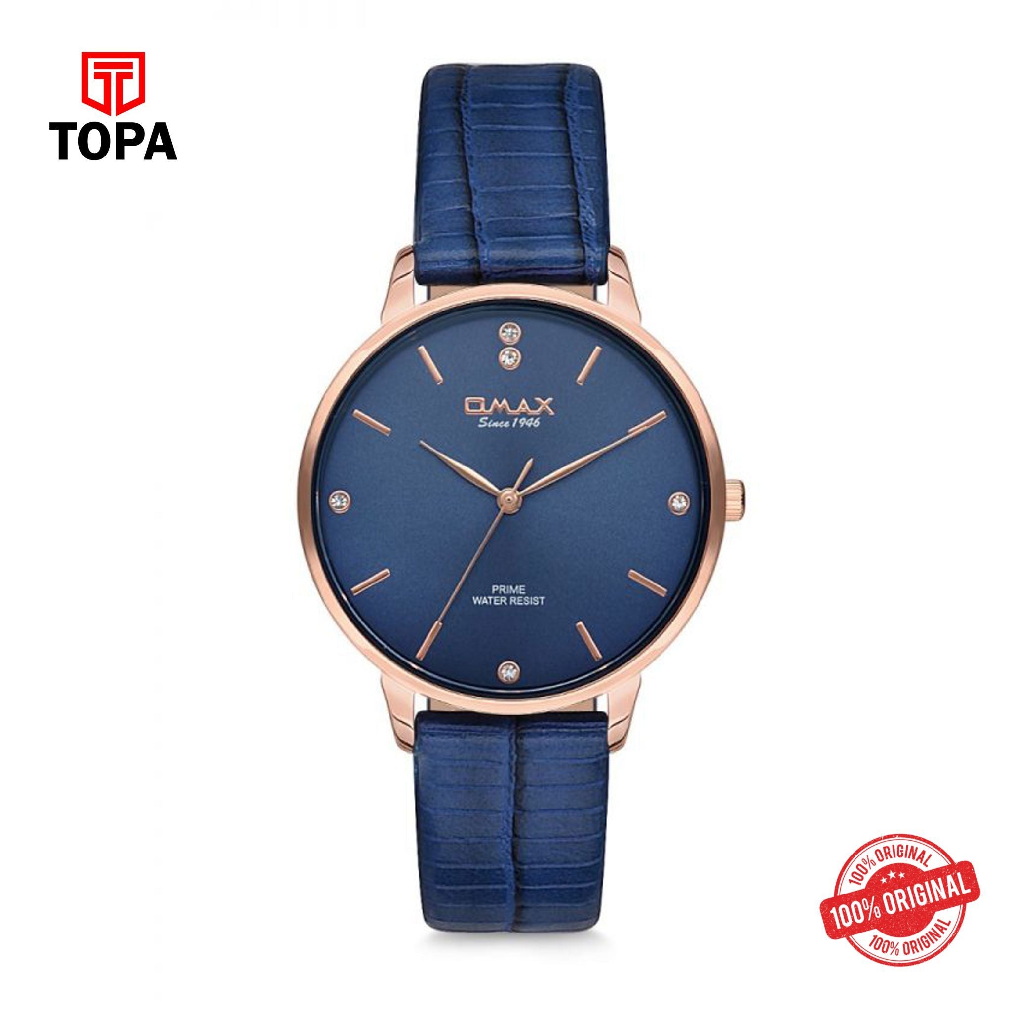 Topa Omax-Analouge-Blue-Dial-Blue-Leather-Strap-Watch-for-Woman-P - Product Image 1
