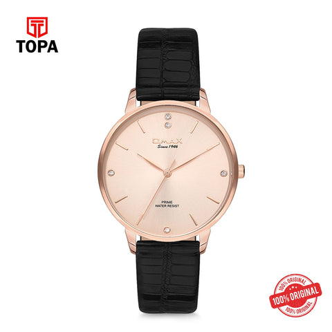 Topa Omax-Analouge-Rose-Gold-Dial-Brown-Leather-Strap-Watch-for-W - Product Image 1