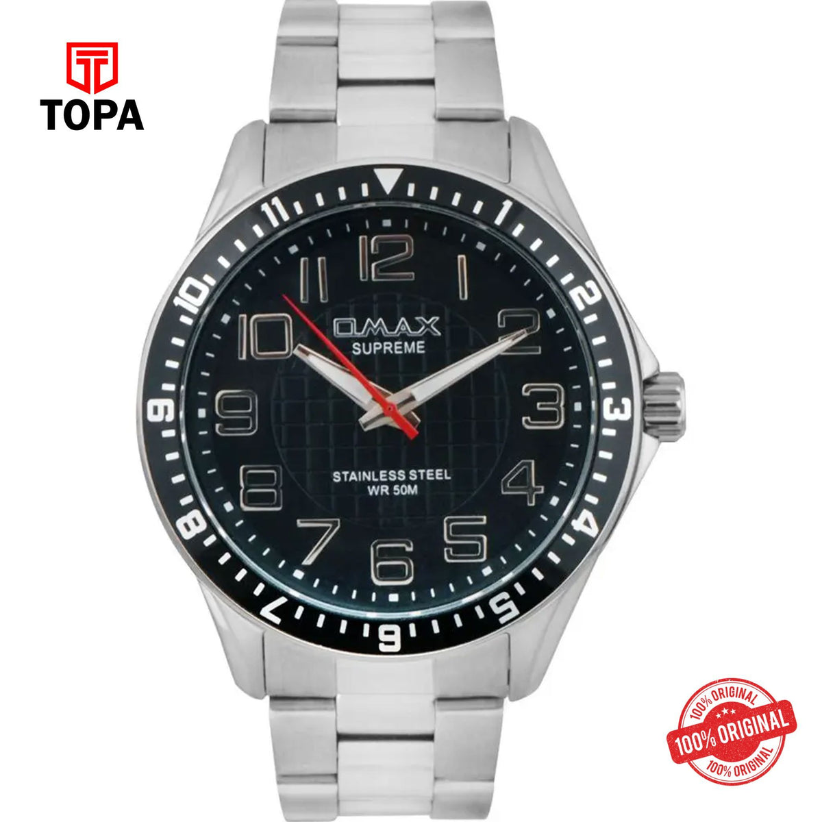 Topa Omax-CS546-CH-BLK-Metal-Band-Men-Watch - Product Image 1