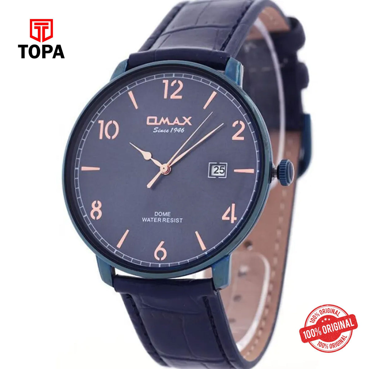 Topa Omax-DCD001-BLU-Leather-Band-Men-Watch - Product Image 1