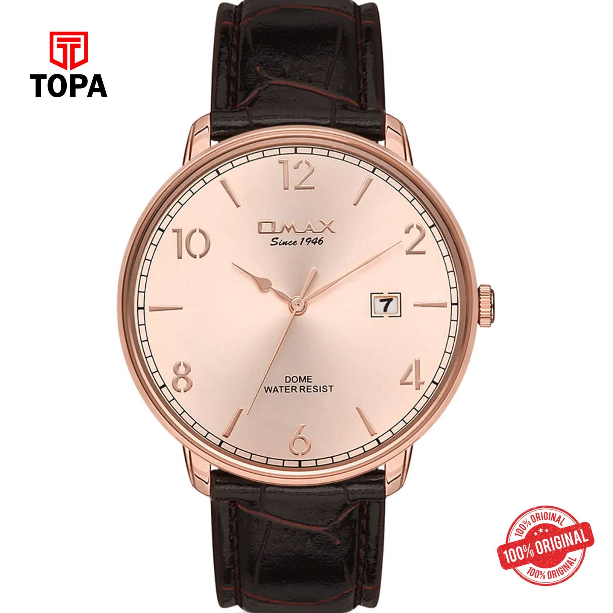 Topa Omax-DCD001R85I-Leather-Band-Men-Watch - Product Image 1