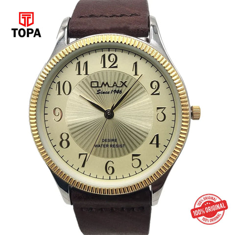 Topa Omax-DX12-CHBRN-GLD-Leather-Band-Men-Watch - Product Image 1