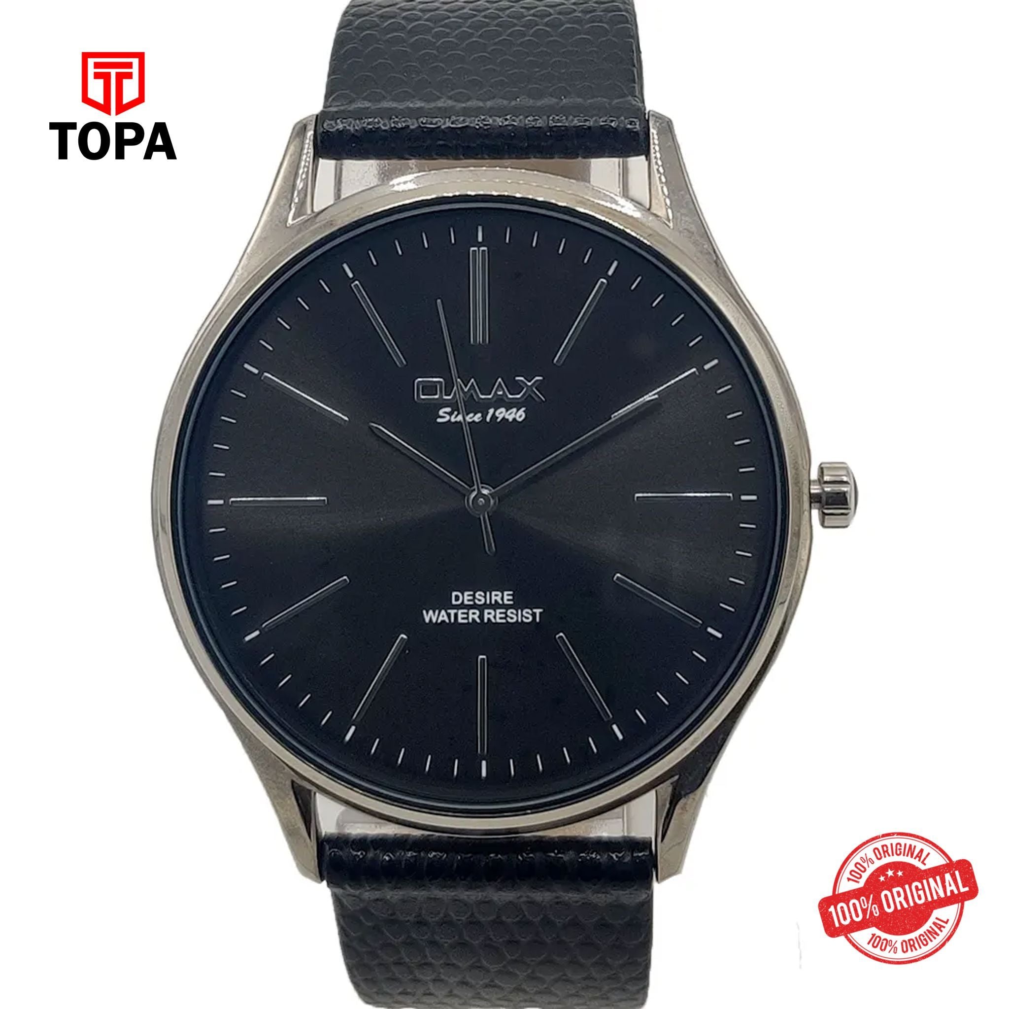 Topa Omax-DX31P22I-CH-BLK-Leather-Band-Men-Watch - Product Image 1