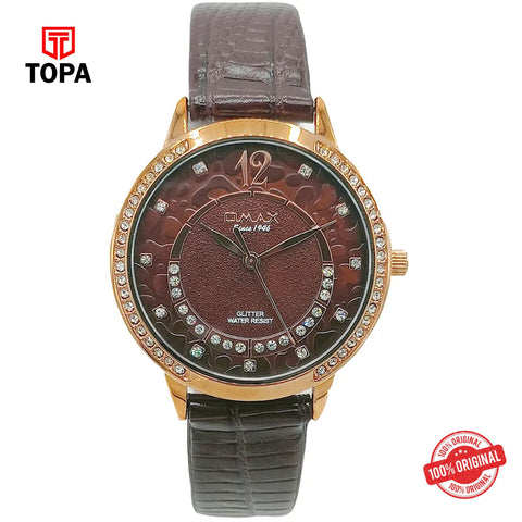 Topa Omax-GT004R55I-Leather-Band-Women-Watch - Product Image 1