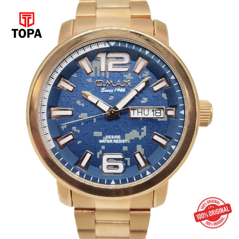 Topa Omax-GX25-RG-BLU-Metal-Band-Men-Watch - Product Image 1