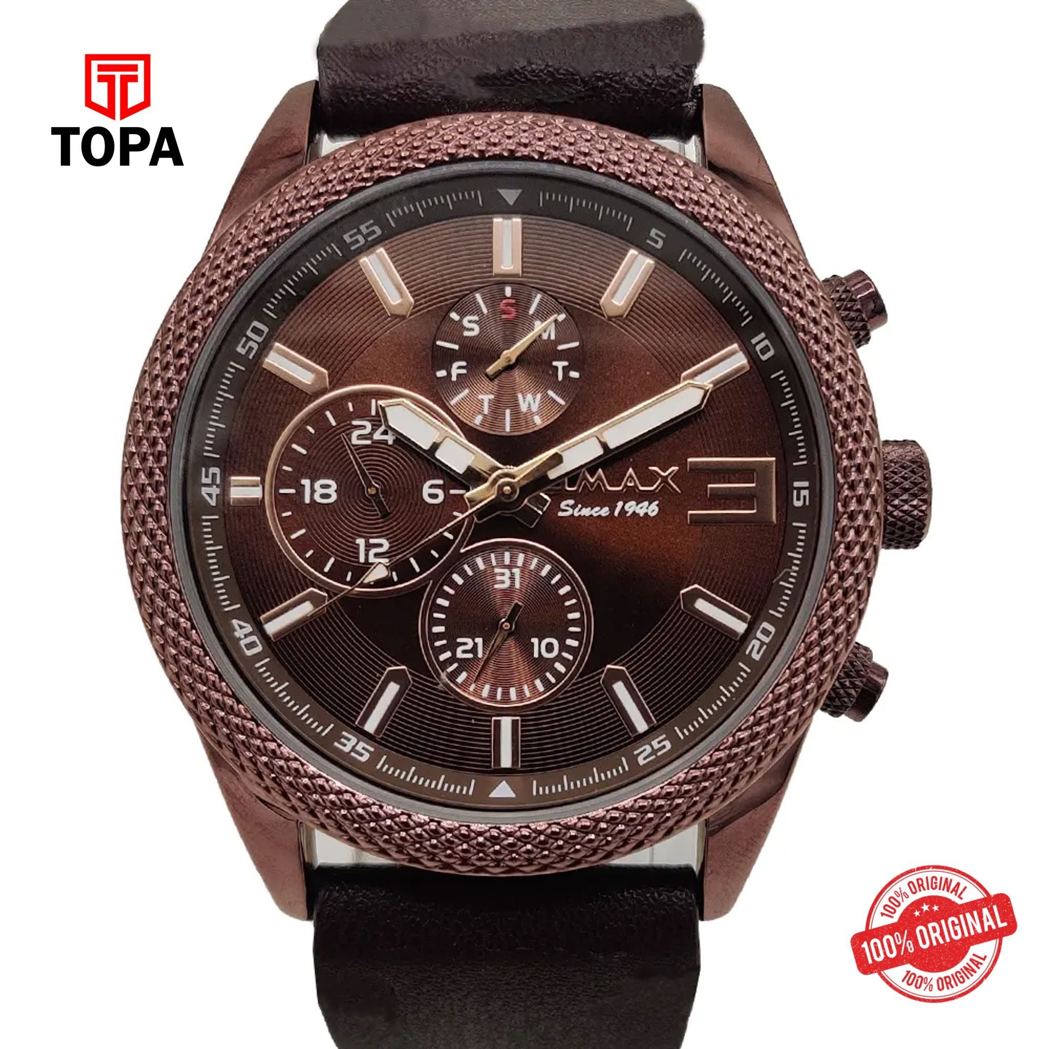 Topa Omax-GX37F55I-Leather-Band-Men-Watch - Product Image 1