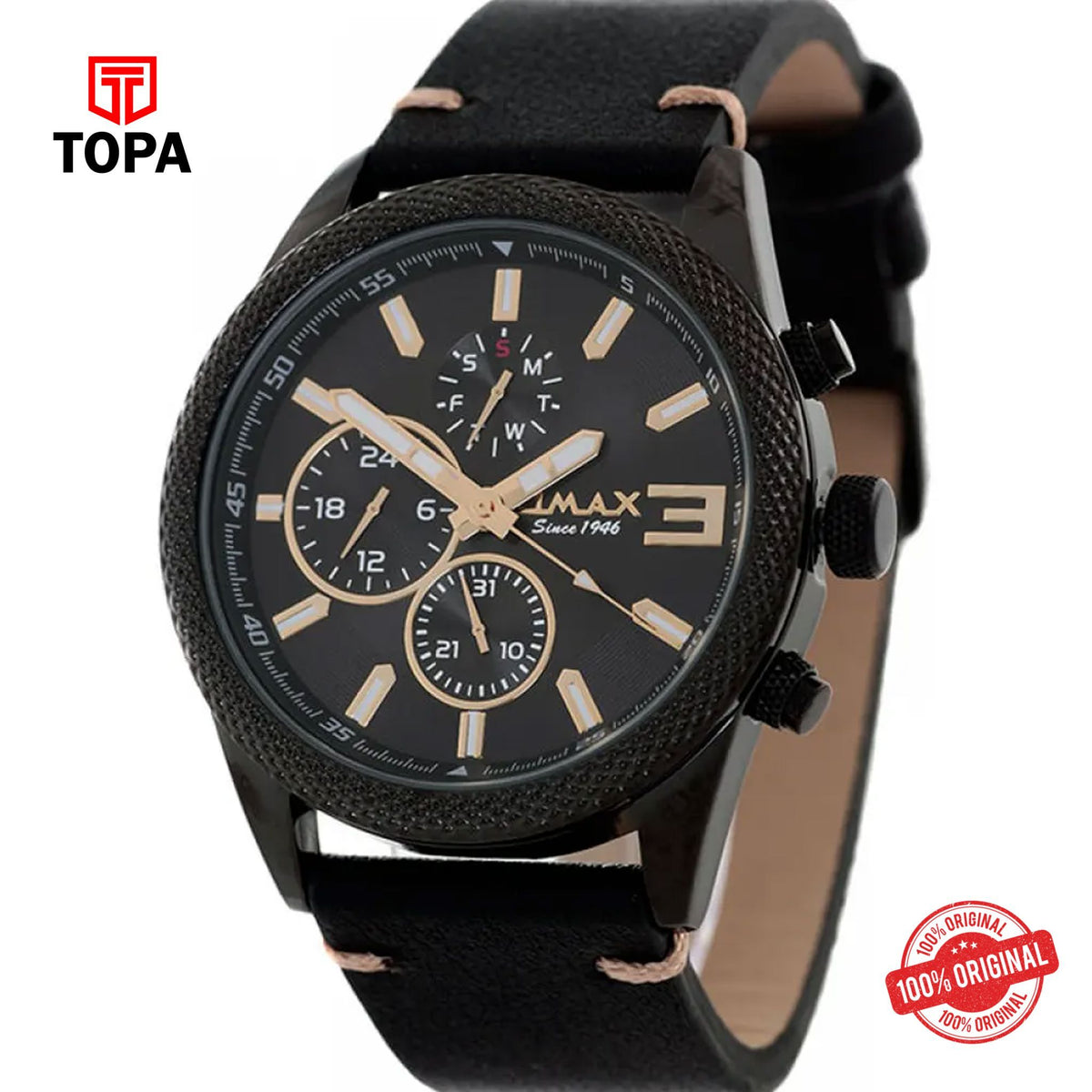 Topa Omax-GX37M22Y-Leather-Band-Men-Watch - Product Image 1