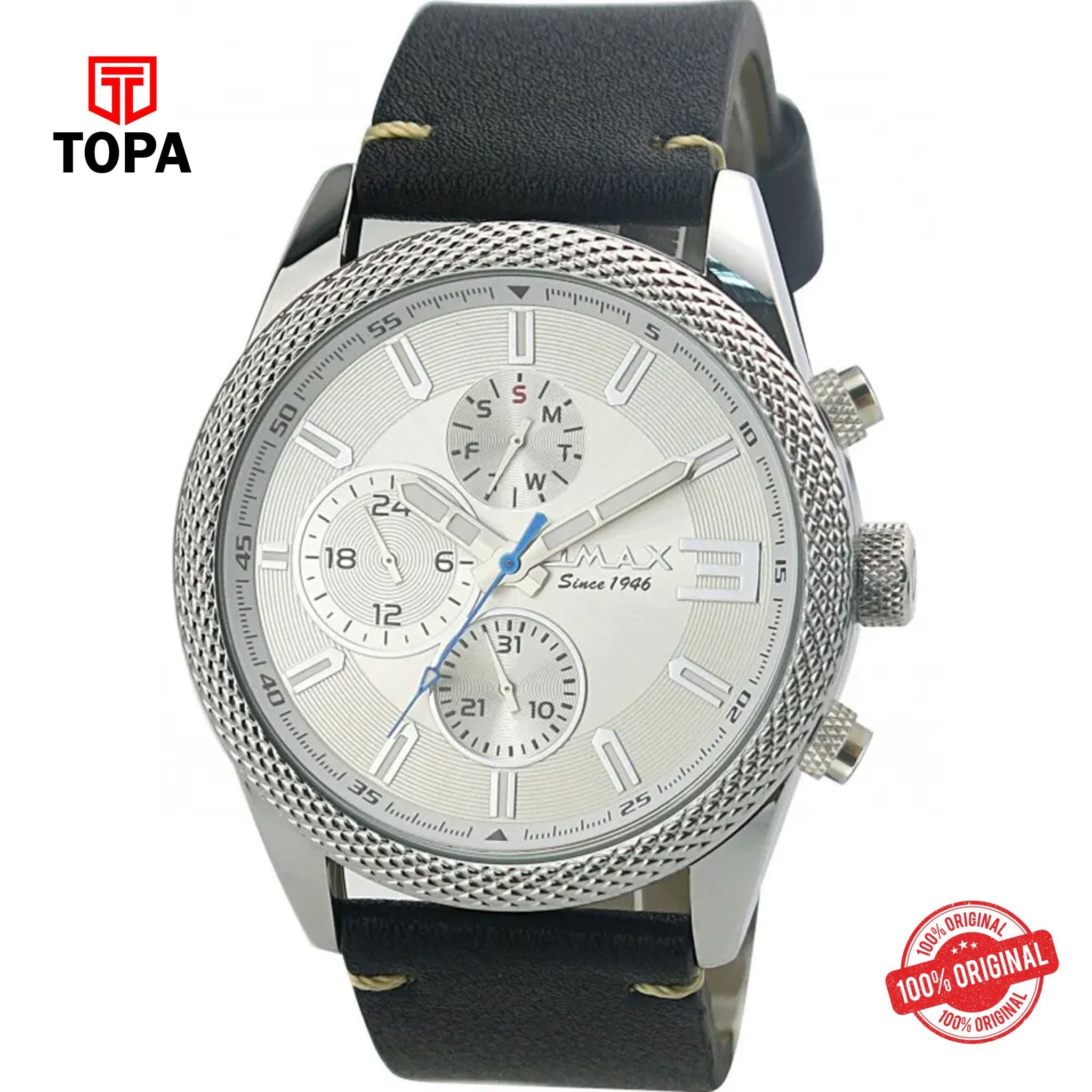 Topa Omax-GX37P62B-Leather-Band-Men-Watch - Product Image 1