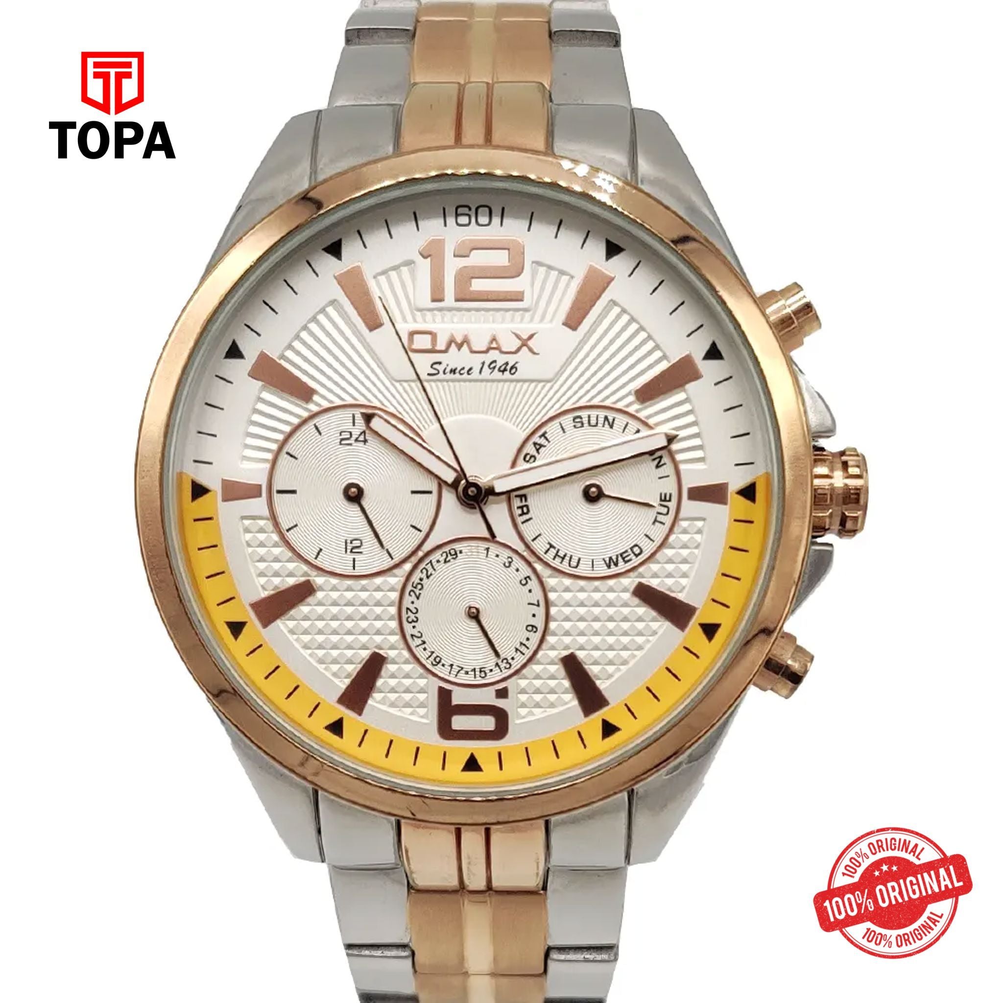 Topa Omax-GX49-TTRG-WHT-Metal-Band-Men-Watch - Product Image 1