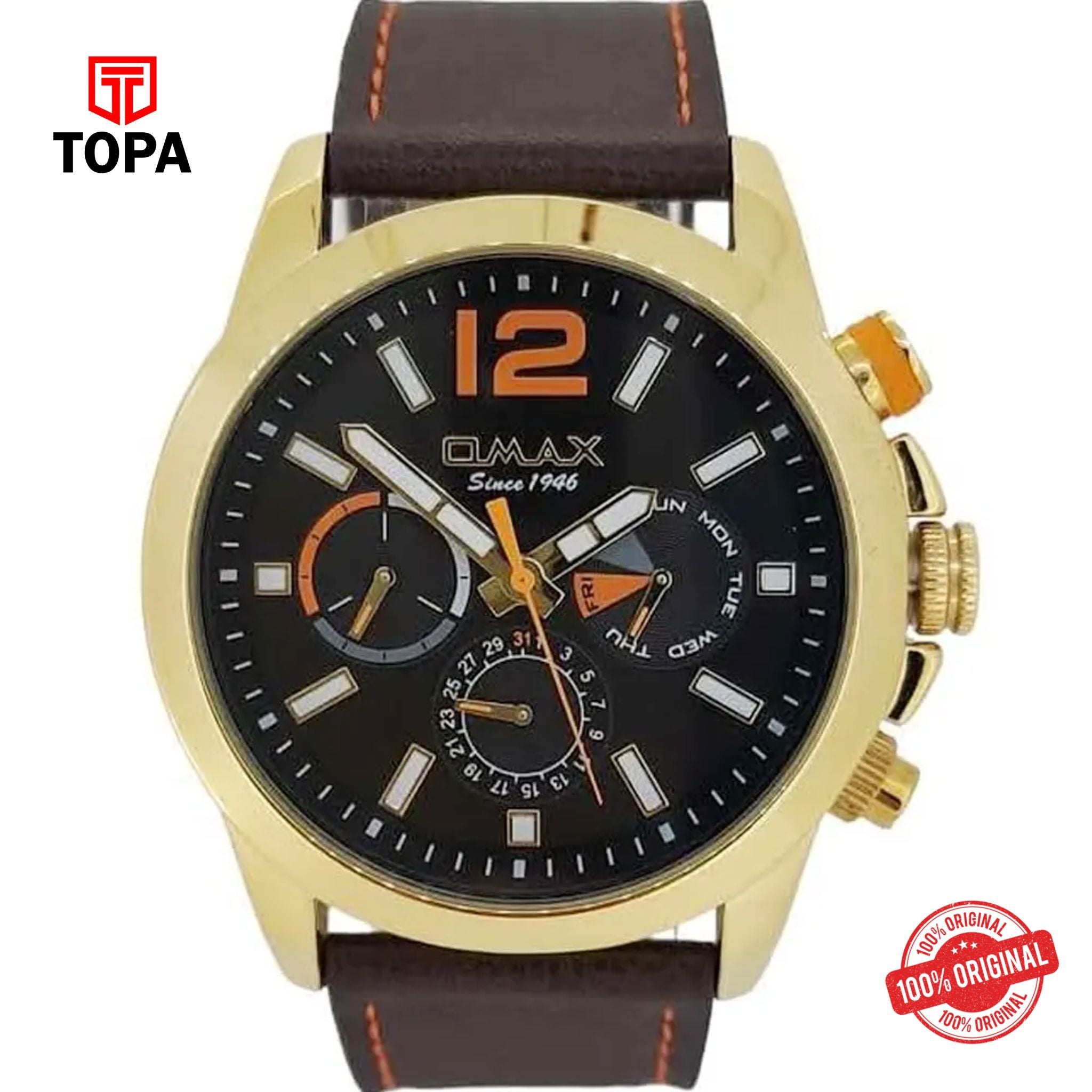 Topa Omax-GX54G25I-Leather-Band-Men-Watch - Product Image 1