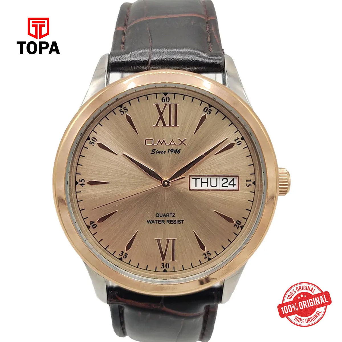 Topa Omax-JD07C85I-Leather-Band-Men-Watch - Product Image 1