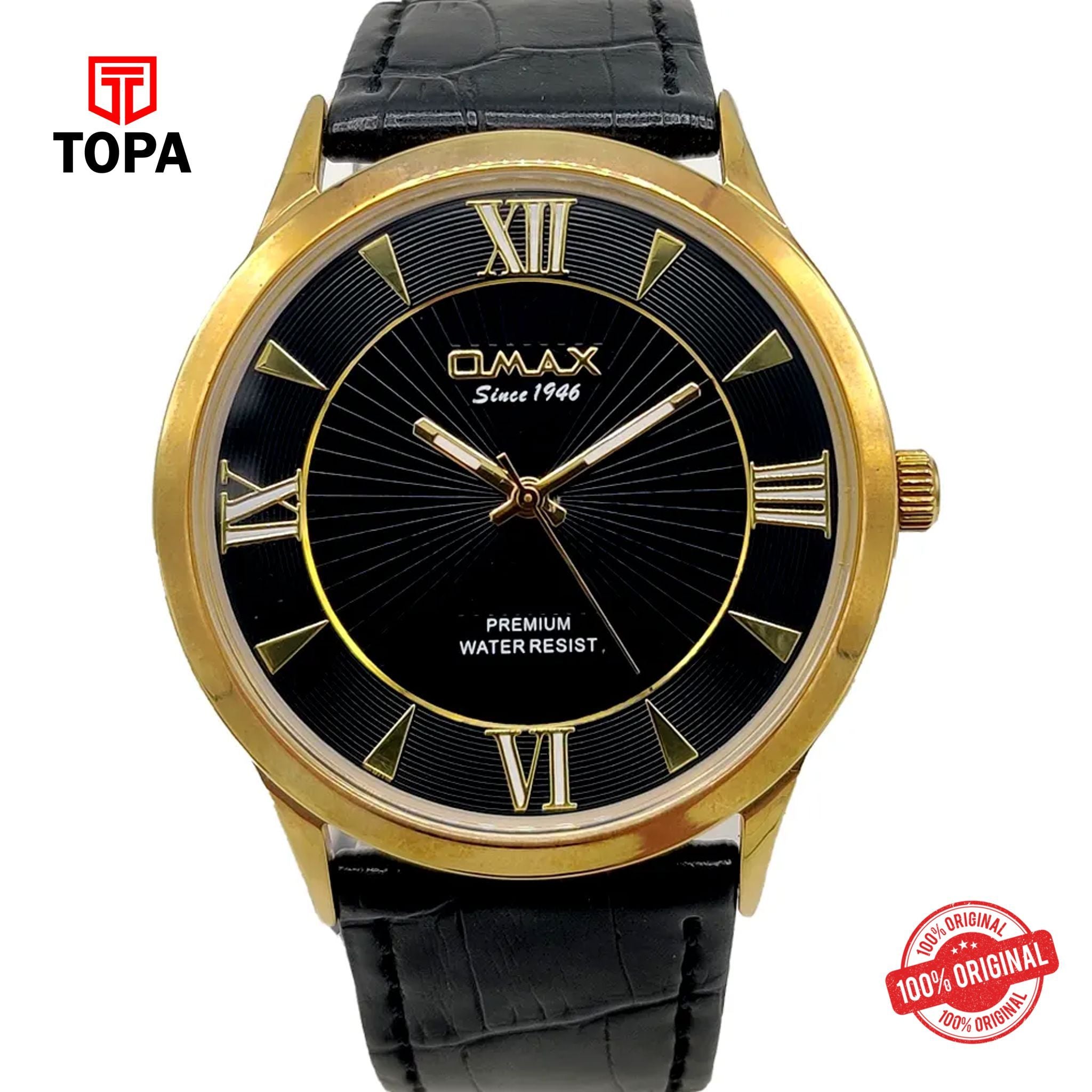 Topa Omax-K006G22I-Leather-Band-Men-Watch - Product Image 1