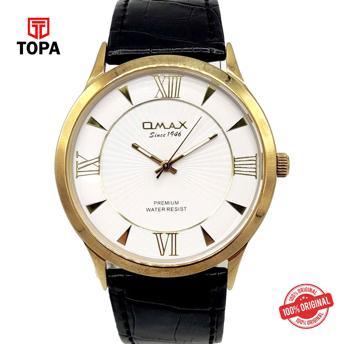 Topa Omax-K006G32I-Leather-Band-Men-Watch - Product Image 1
