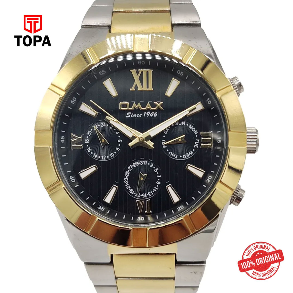 Topa Omax-MA05-TT-BLK-Metal-Band-Men-Watch - Product Image 1