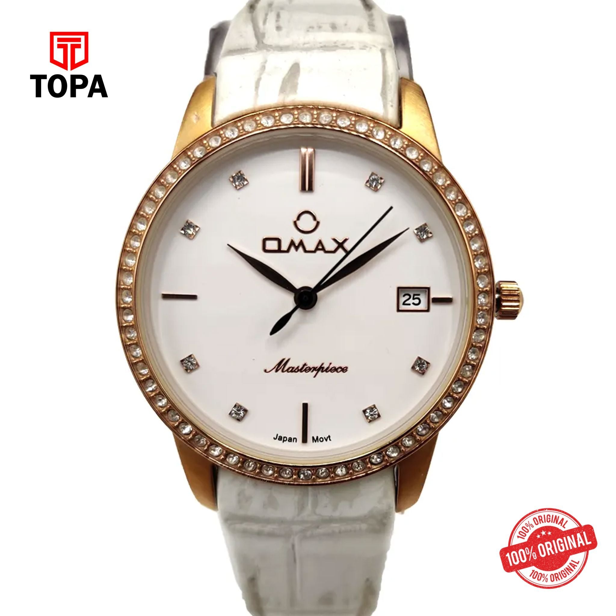 Topa Omax-MLO3-WHT-Masterpiece-Leather-Band-Women-Watch - Product Image 1