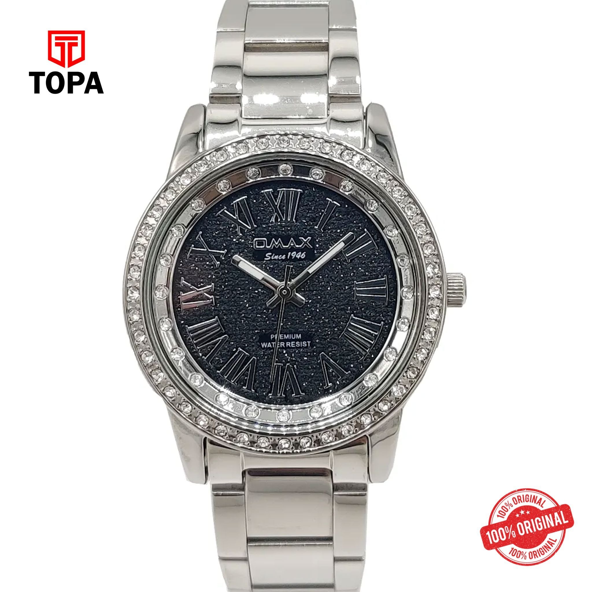 Topa Omax-NC02-CH-BLK-Metal-Band-Women-Watch - Product Image 1