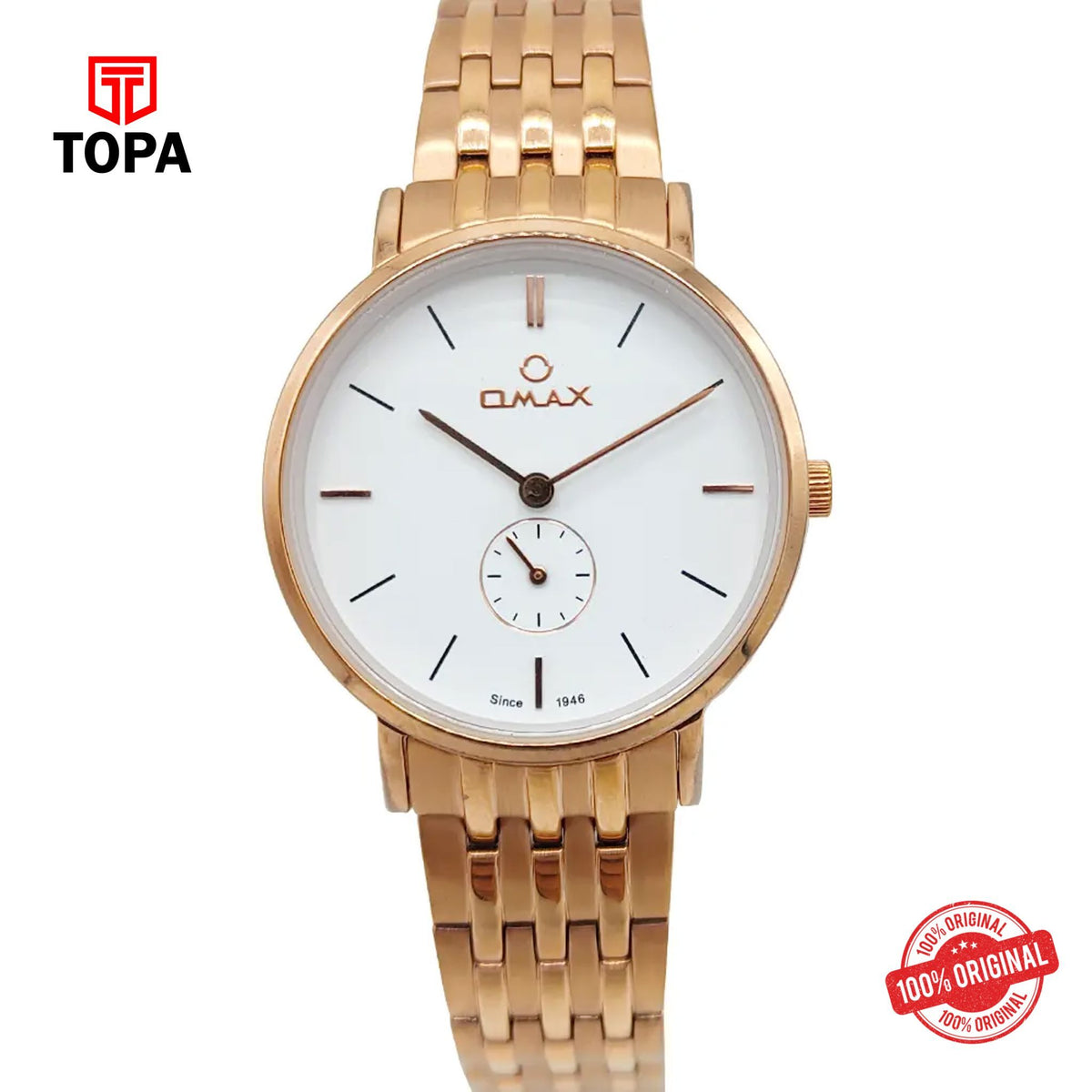 Topa Omax-OS0194-RG-WHT-Metal-Band-Women-Watch - Product Image 1