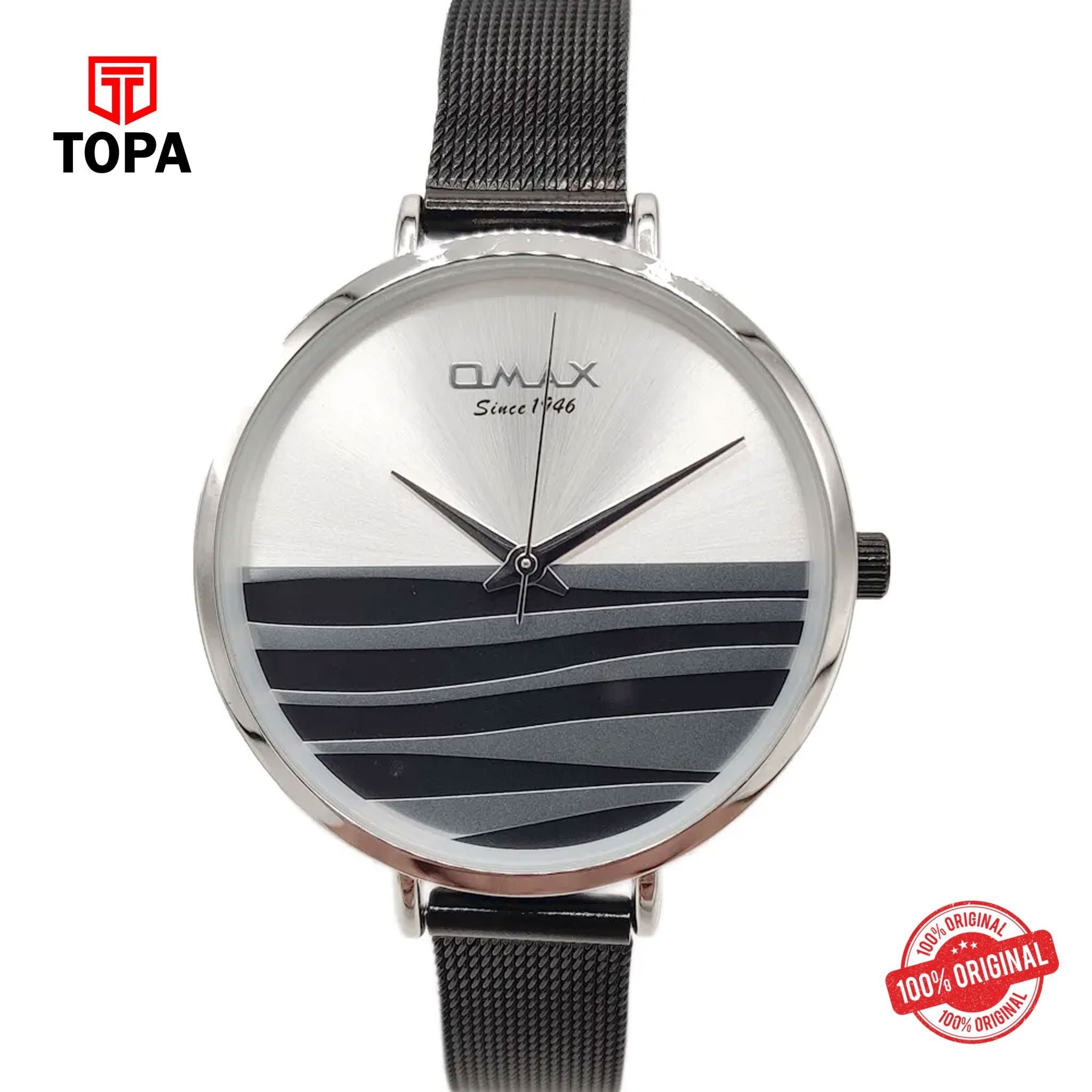 Topa Omax-PMM06-CH-BLK-Metal-Band-Women-Watch - Product Image 1