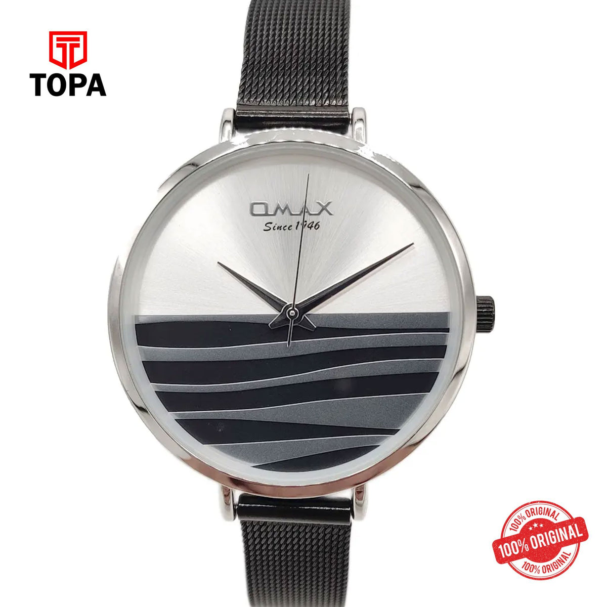 Topa Omax-PMM06-CH-BLK-Metal-Band-Women-Watch - Product Image 1