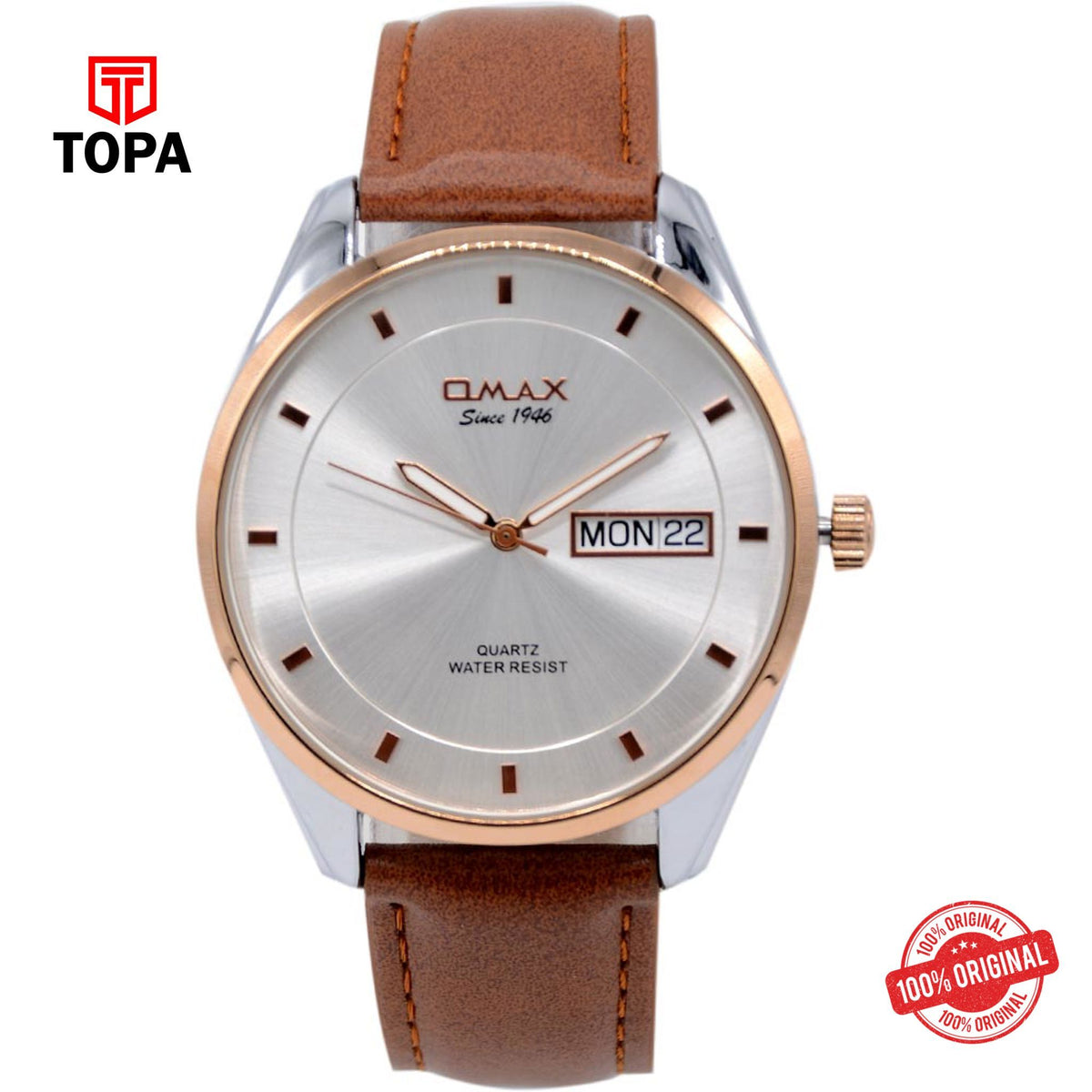 Topa Omax-PRZ031NQ08-Leather-Strap-Men-Watch - Product Image 1
