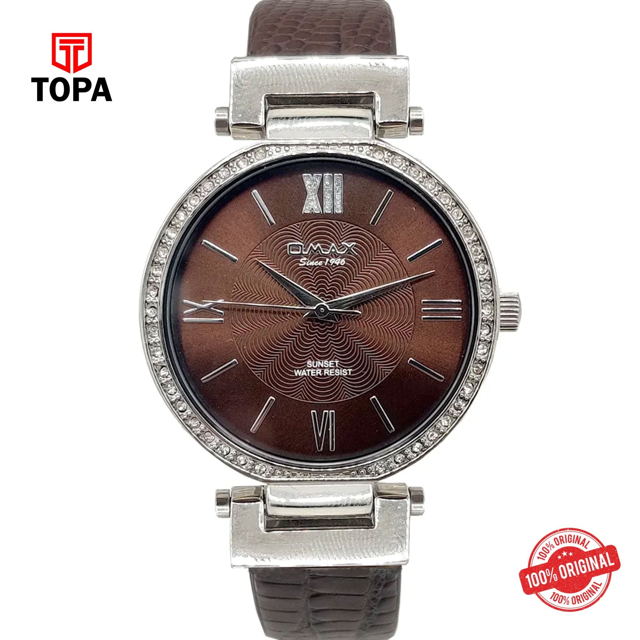 Topa Omax-SU001-CH-BRW-Leather-Band-Women-Watch - Product Image 1
