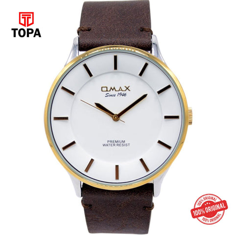 Topa Omax-SX7003-TT-WHT-Leather-Band-Men-Watch - Product Image 1