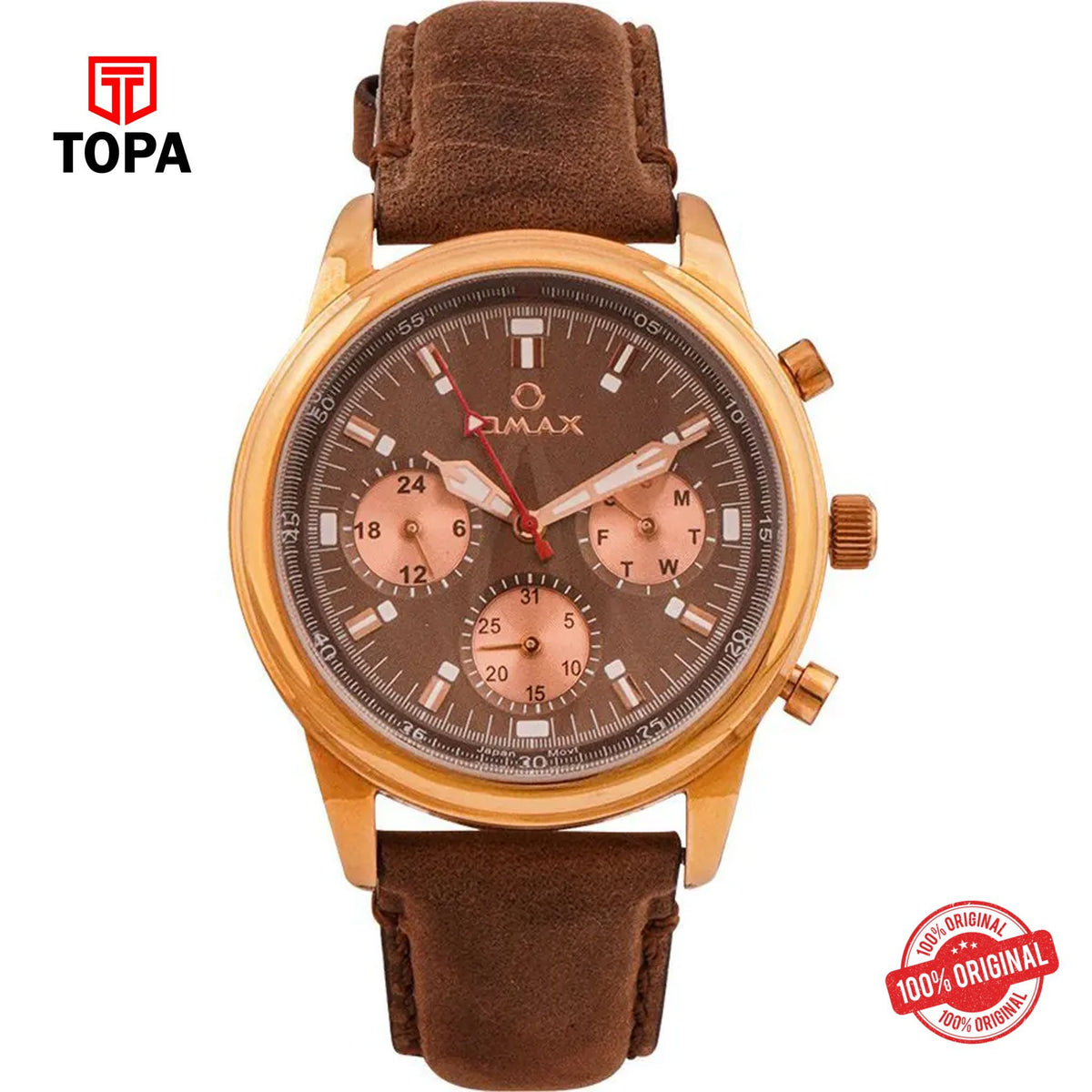 Topa Omax-VC02R55I-Leather-Band-Men-Watch - Product Image 1