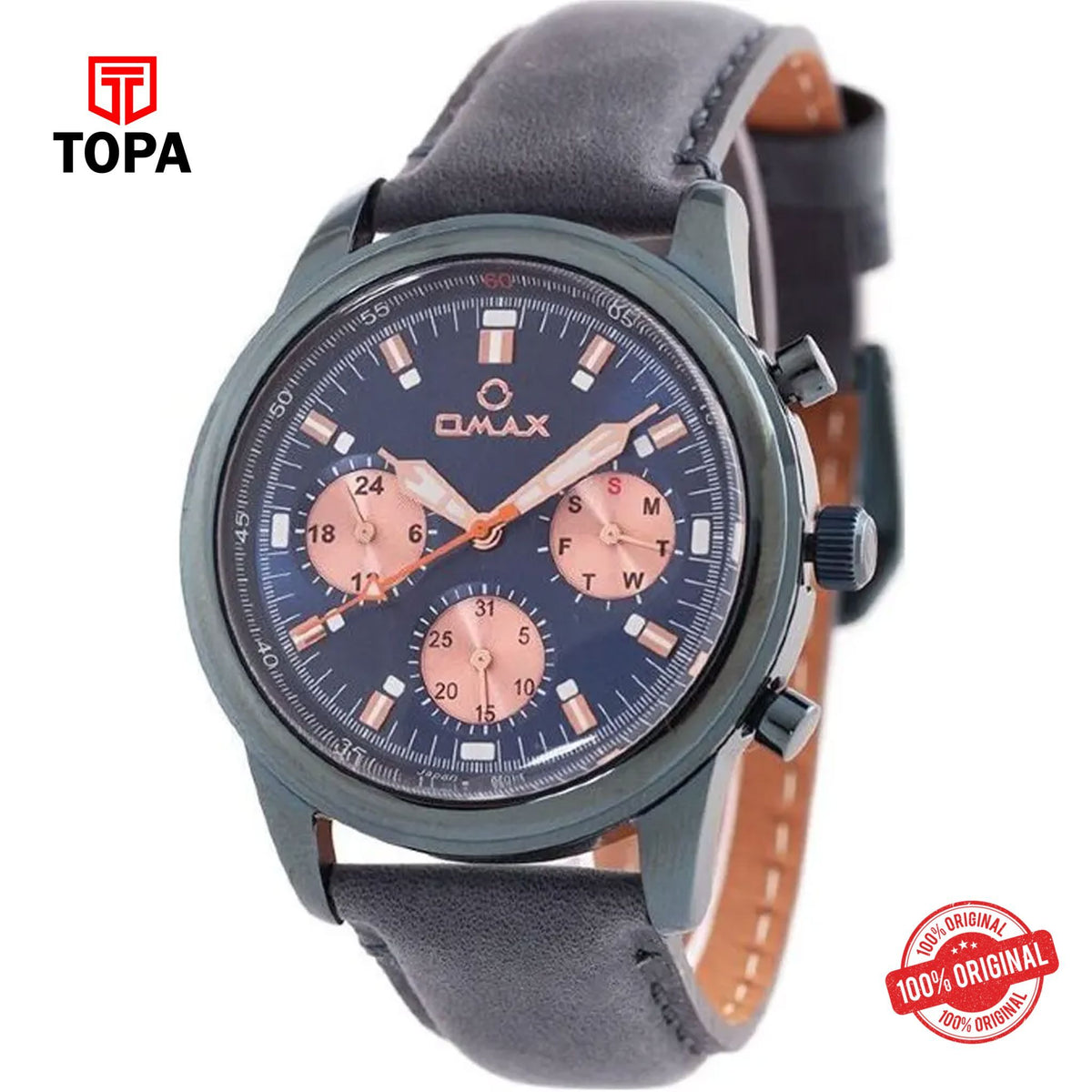 Topa Omax-VC02S44I-Leather-Band-Men-Watch - Product Image 1