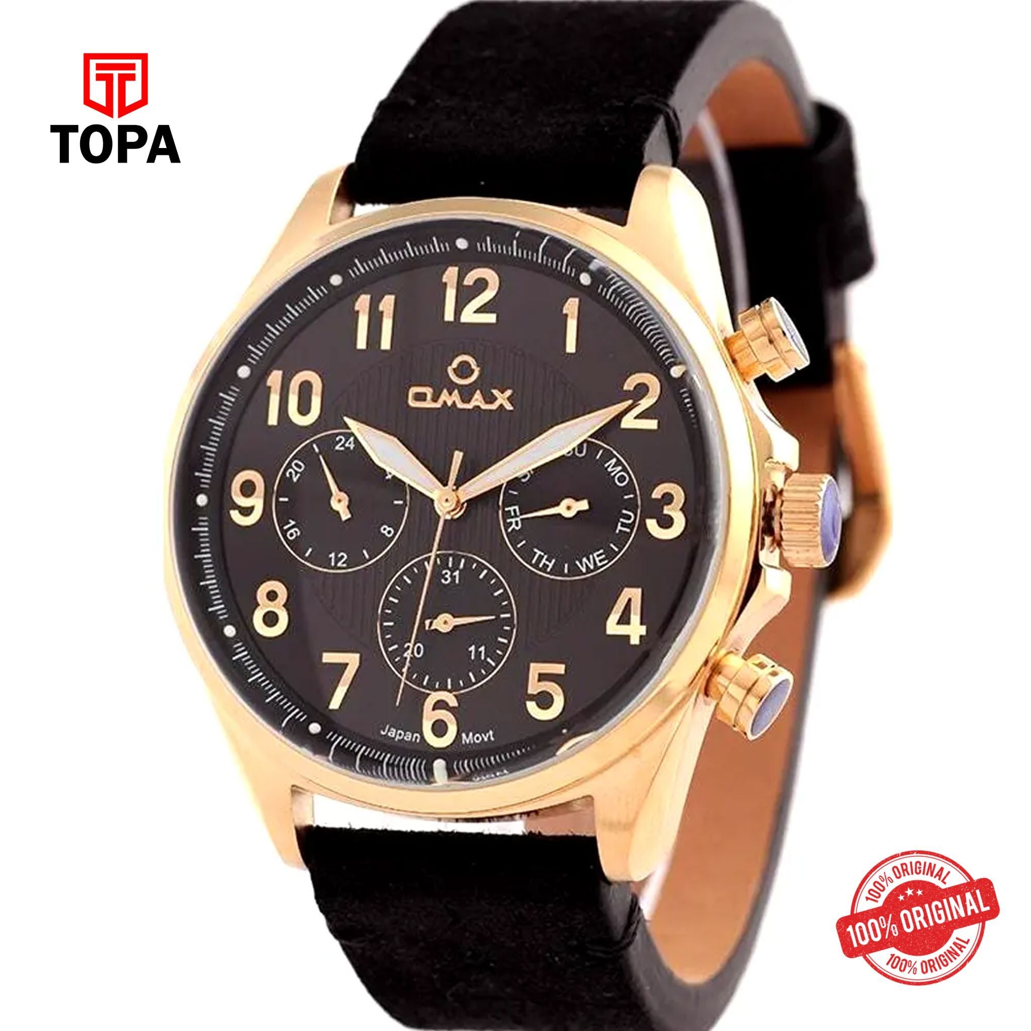 Topa Omax-VC04G22I-Leather-Band-Men-Watch - Product Image 1