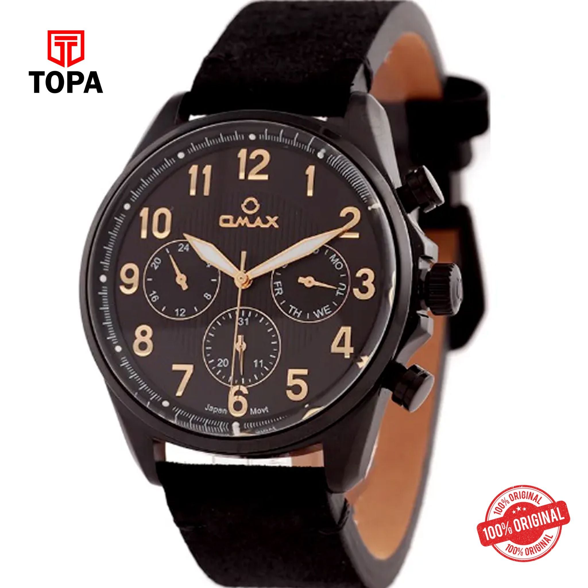 Topa Omax-VC04M22I-Leather-Band-Men-Watch - Product Image 1