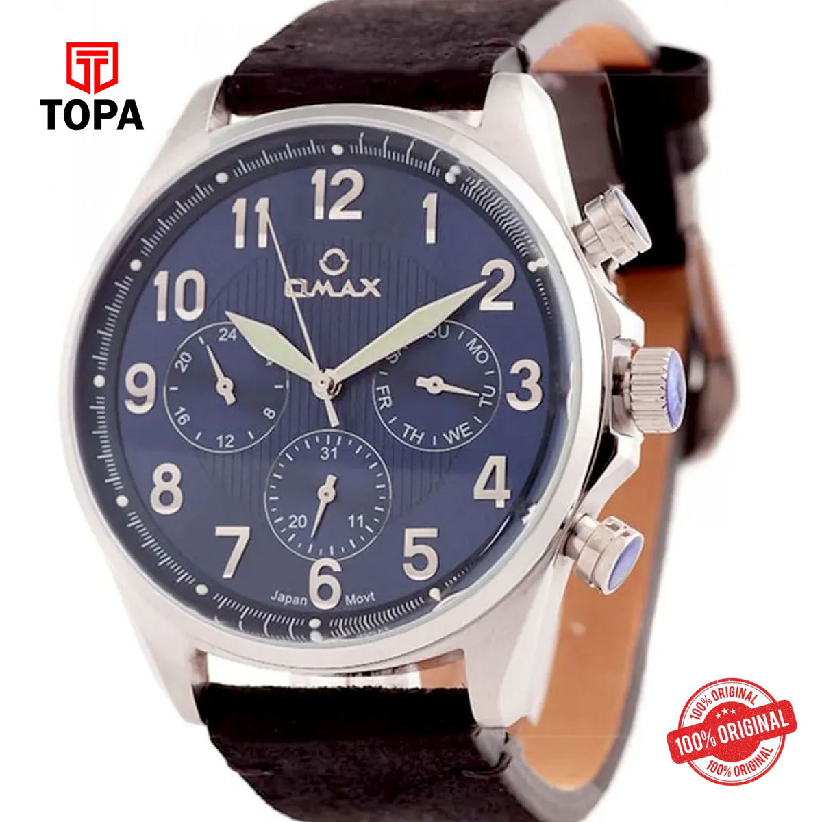 Topa Omax-VC04P42I-Leather-Band-Men-Watch - Product Image 1