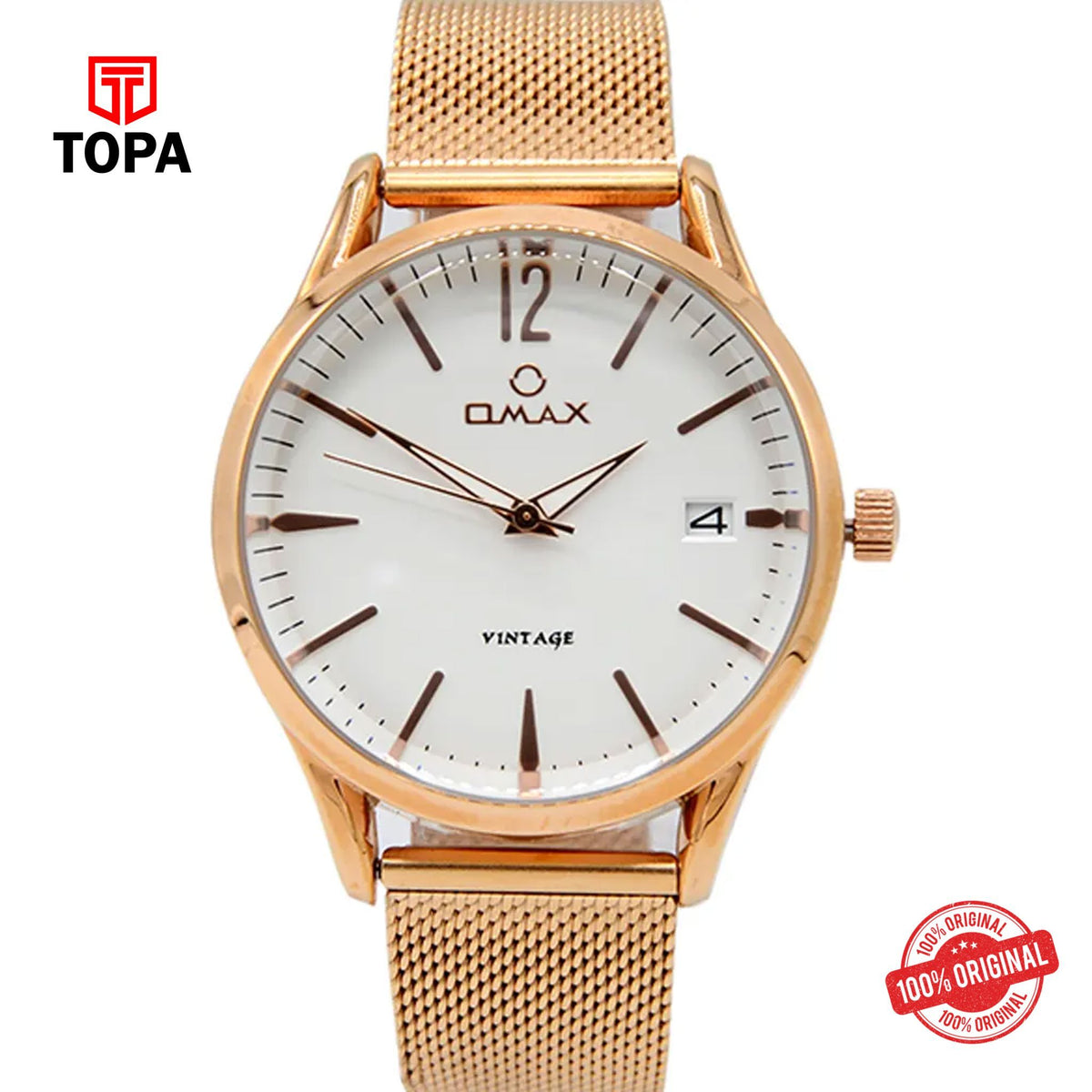 Topa Omax-VC06-RS-WHT-Mesh-Band-Men-Watch - Product Image 1