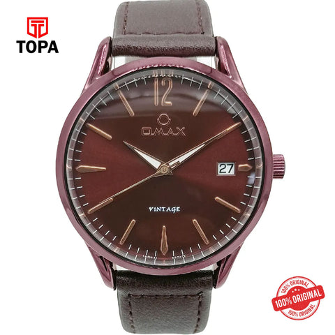 Topa Omax-VC08F55I-Vintage-Leather-Band-Men-Watch - Product Image 1