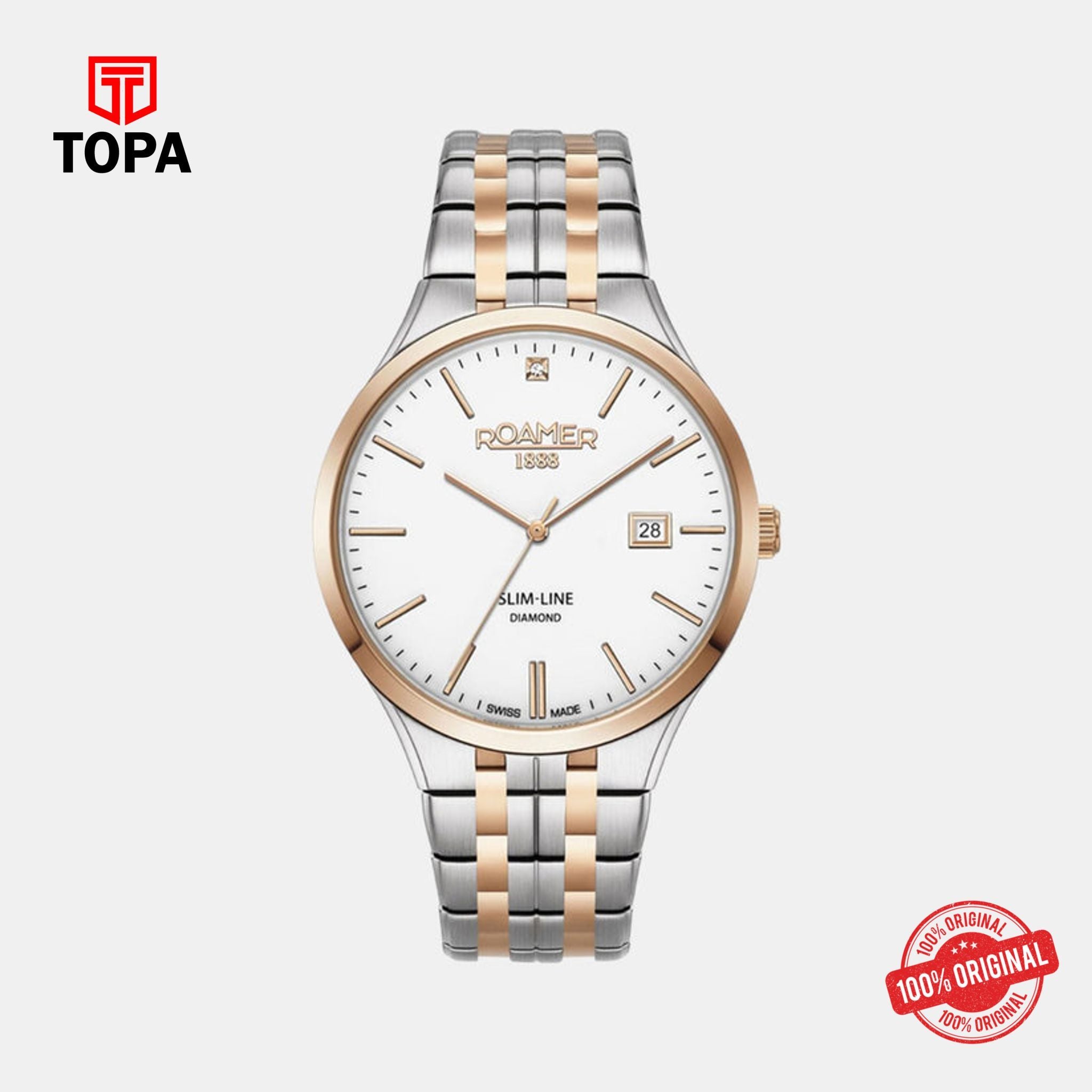 Topa Roamer -864833 49 25 50 - SLIM LINE Diamond Quartz Watch for Men's - Product Image 1