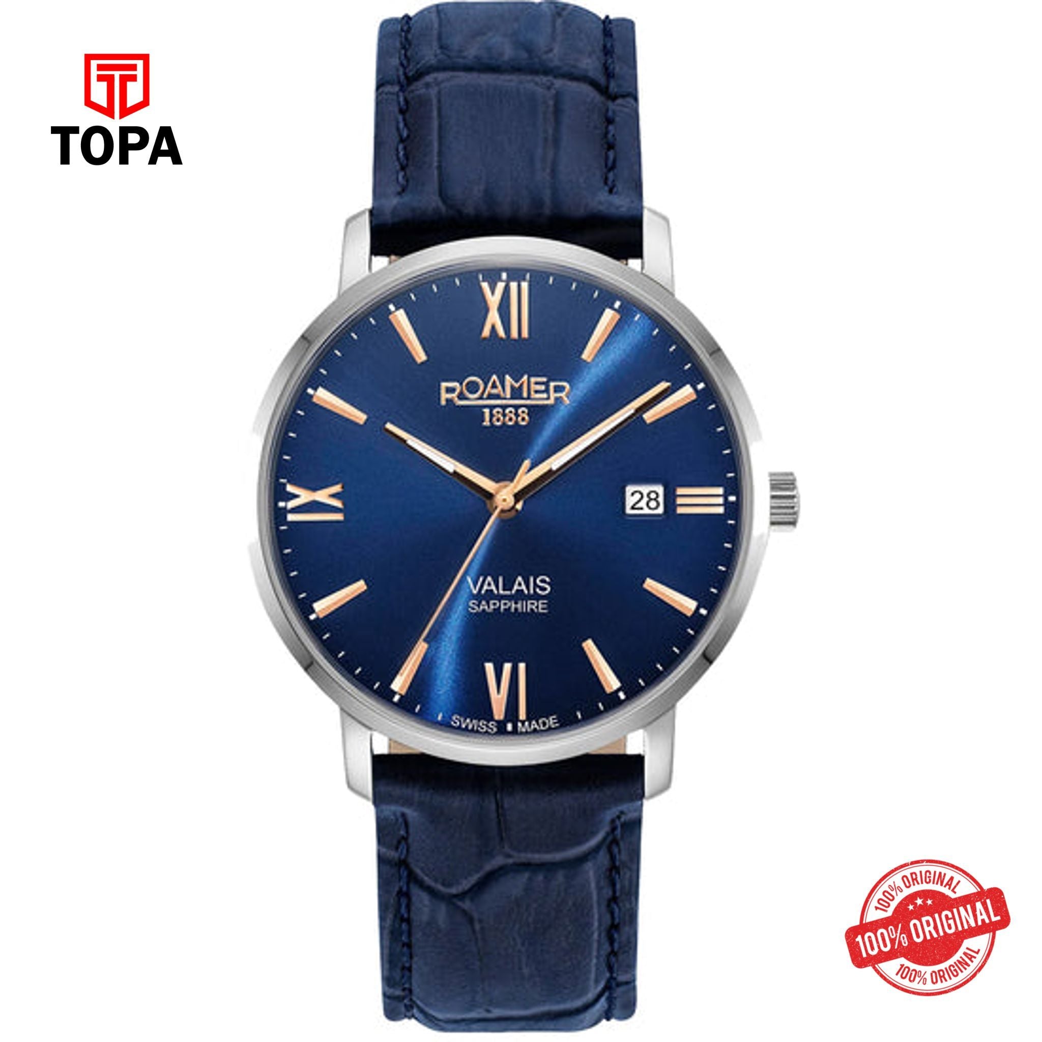 Topa Roamer -958833 41 43 05 - VALAIS Leather Straps Quartz Watch for Men's - Product Image 1