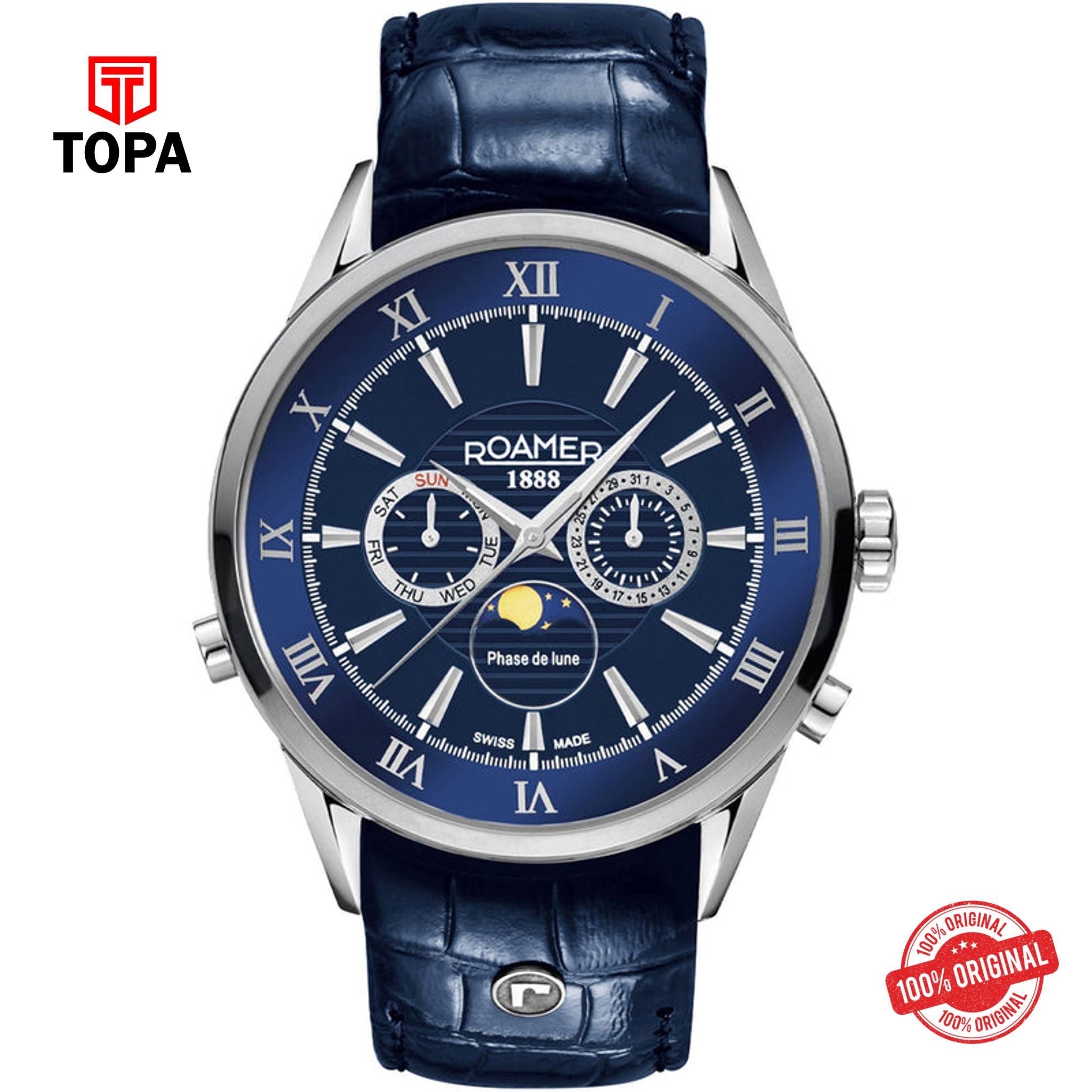 Topa Roamer - 508821 41 43 05 - Superior Moonphase Men's Blue Watch - Product Image 1
