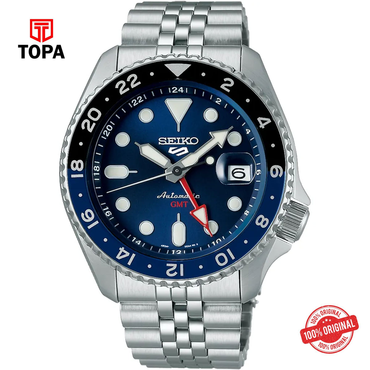 Topa Seiko-5-GMT-SSK03K1-Metal-Band-Men-Watch - Product Image 1
