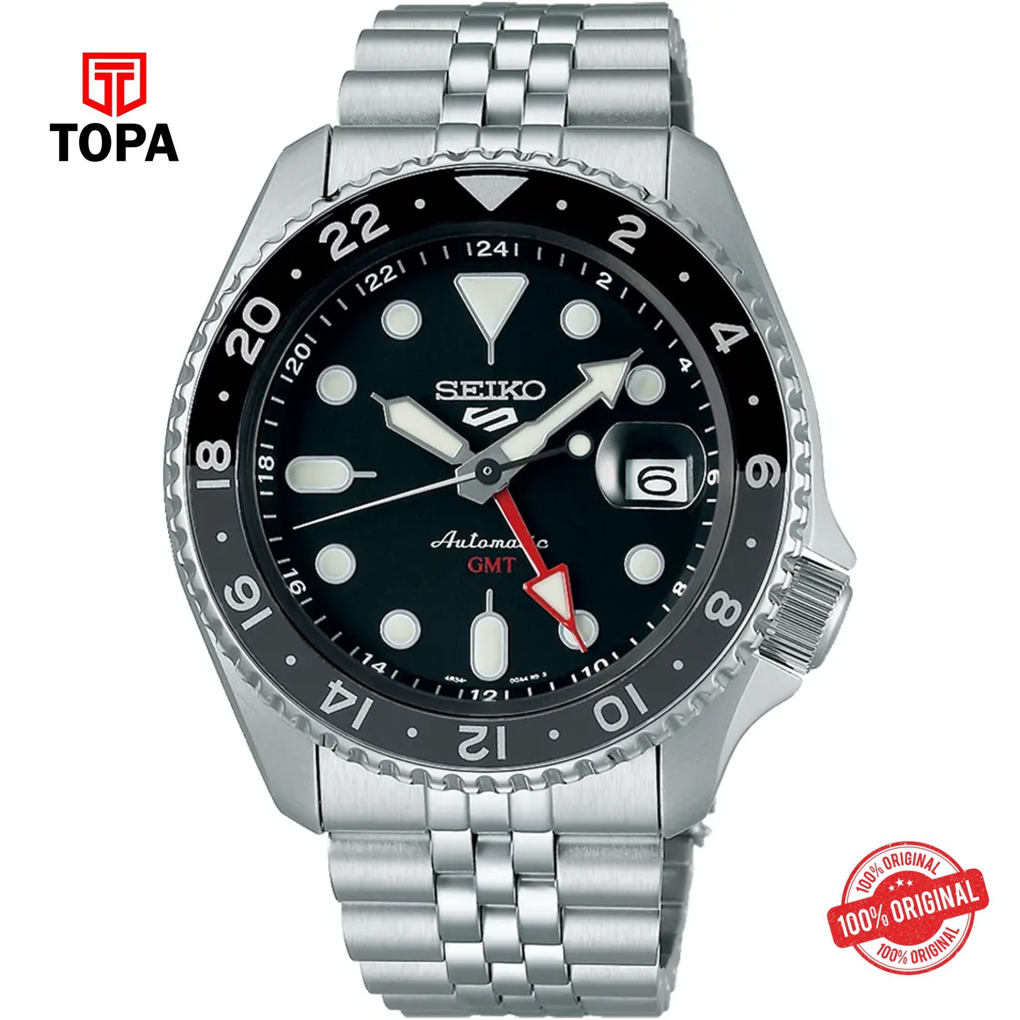 Topa Seiko-5-SBSC001-GMT-Metal-Band-Men-Watch - Product Image 1